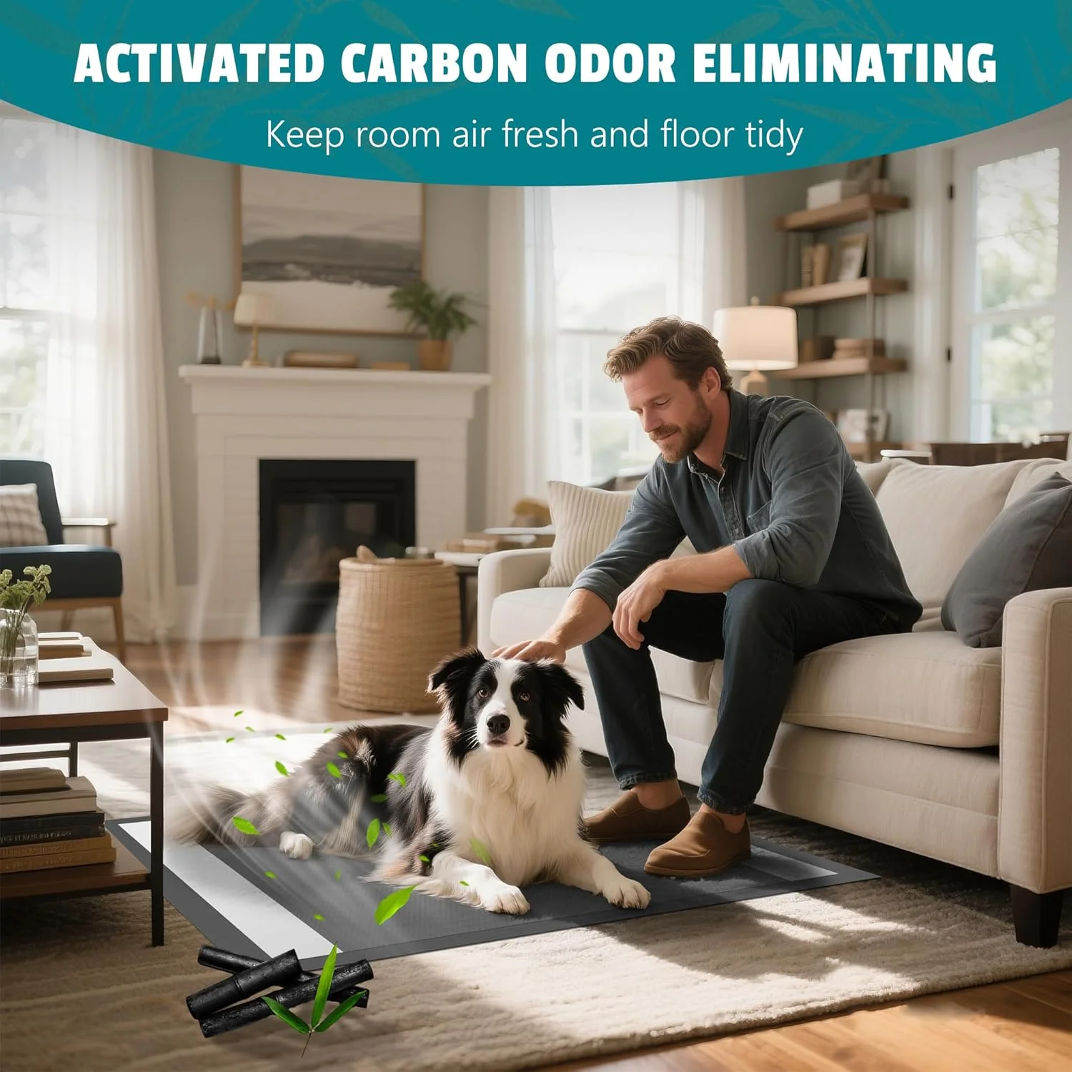 پدهای جاذب فوق العاده ذغالی Bulubaky برای توله سگ، کنترل بوی کربن فعال XXXL 36"x36" پدهای آموزش ادرار ضد نشت حیوانات خانگی، پدهای یکبار مصرف 45 عددی