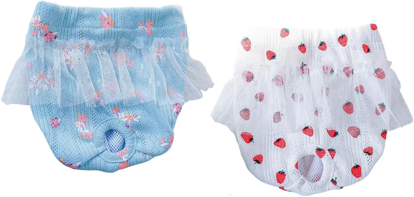 شورت بهداشتی سگ کوچک بامزه، شورت سگ توله سگ قابل شستشو و استفاده مجدد، شورت فیزیولوژیکی پوشک لباس زیر حیوانات خانگی برای سگ های دخترانه (L، بسته 2 عددی)
