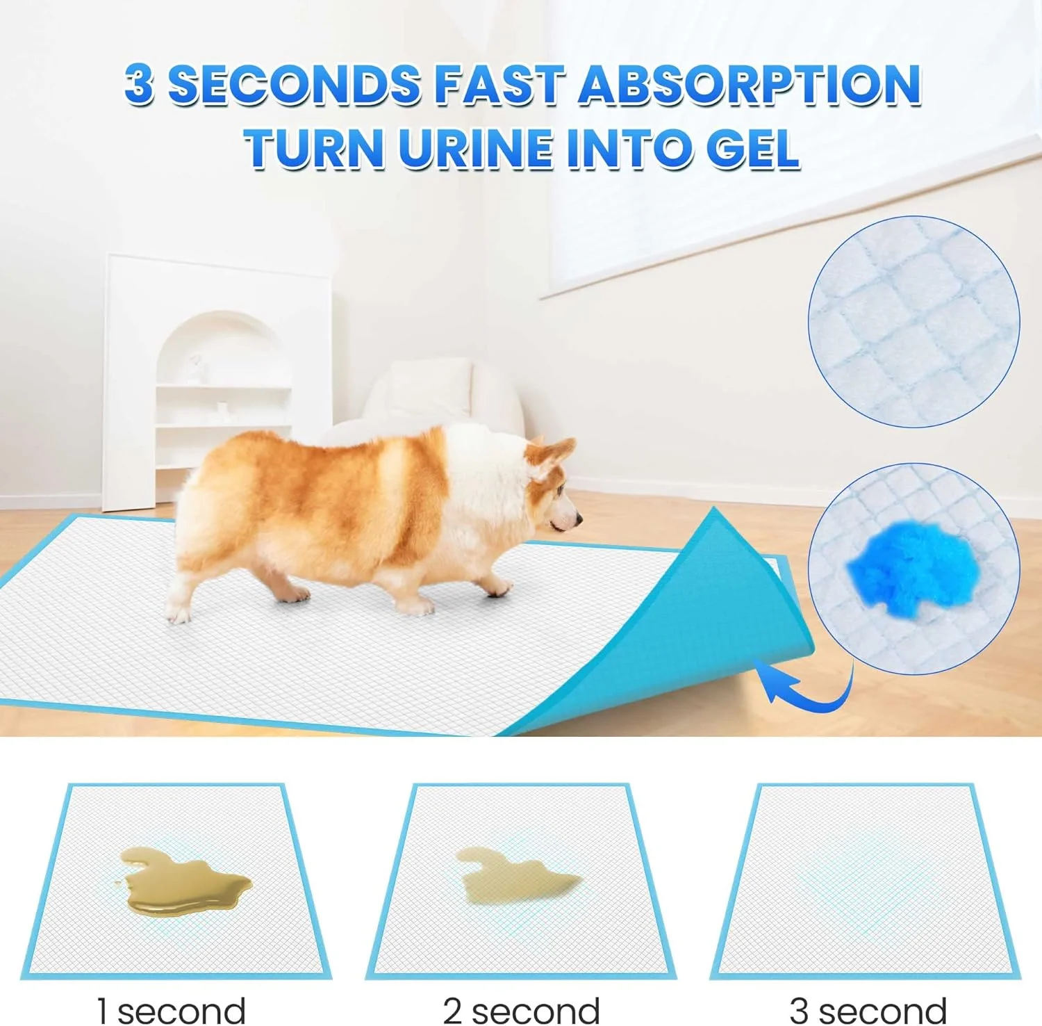 پدهای ادرار سگ با ضخامت 6 لایه و جذب بالا، سایز XL، 91x61 سانتی متر، پدهای ادرار یکبار مصرف با قابلیت خشک شدن سریع و ضد نشت برای سگ، گربه و خرگوش