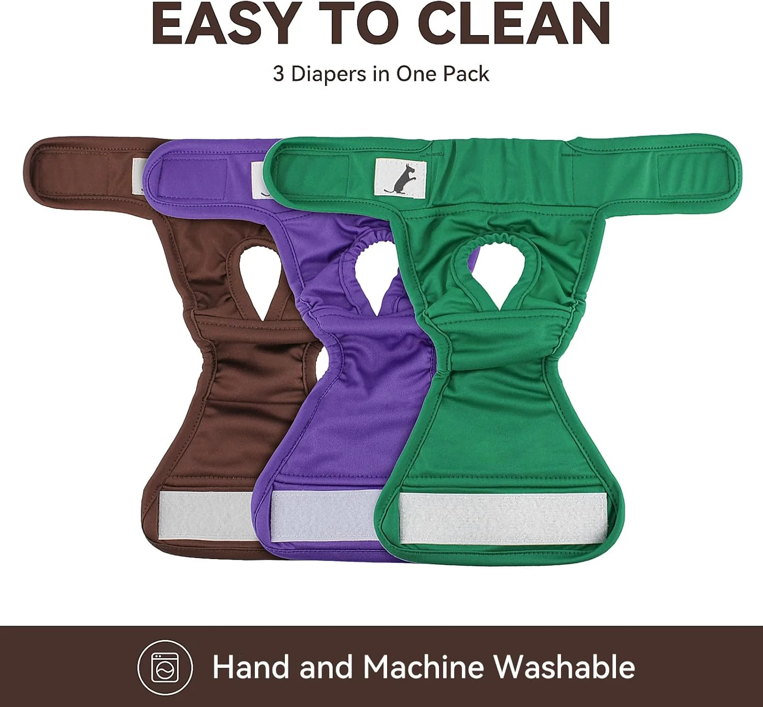 پوشک سگ زنانه Billionchains، قابل استفاده مجدد، قابل تنظیم، 3 عدد برای سگ های متوسط تا بزرگ - XXL