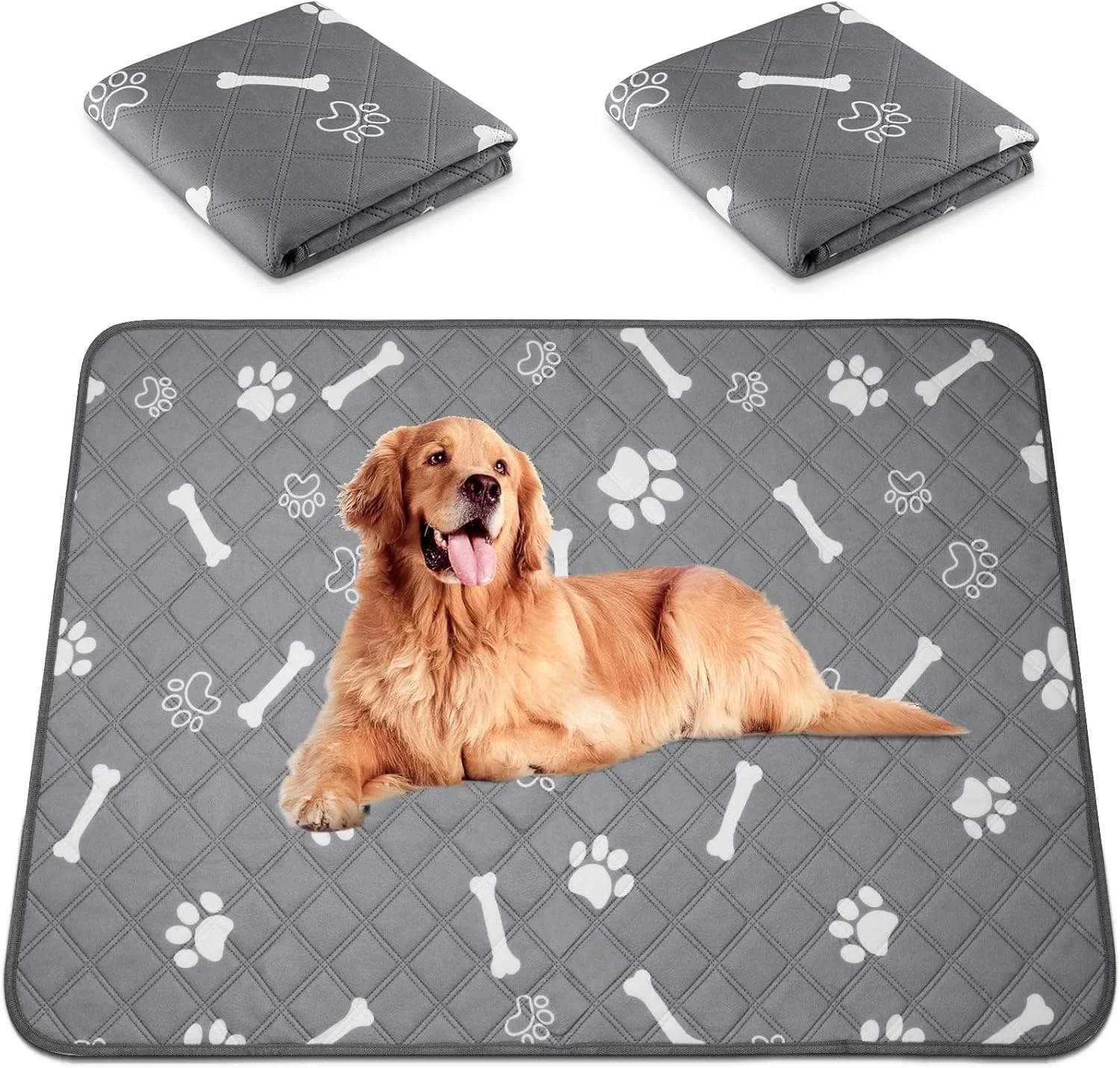 پد آموزشی سگ قابل استفاده مجدد، بسته 2 عددی - پد ادرار سگ با جذب سریع و ضد آب، پدهای توله سگ قابل شستشو برای خانه/ماشین/مسافرت - 60x90 سانتی متر