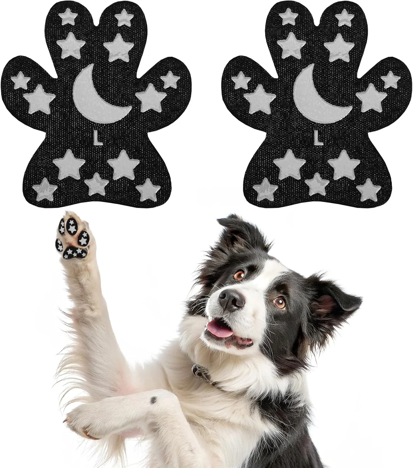 پدهای محافظ پنجه سگ BEAUTYZOO ضد لغزش برای سگ های مسن - استیکرهای چسبندگی پنجه سگ برای پیاده روهای داغ و کف های چوبی سخت، جایگزین بادوام کفش و جوراب چکمه محافظ پنجه حیوانات خانگی (24 عدد، مشکی L)