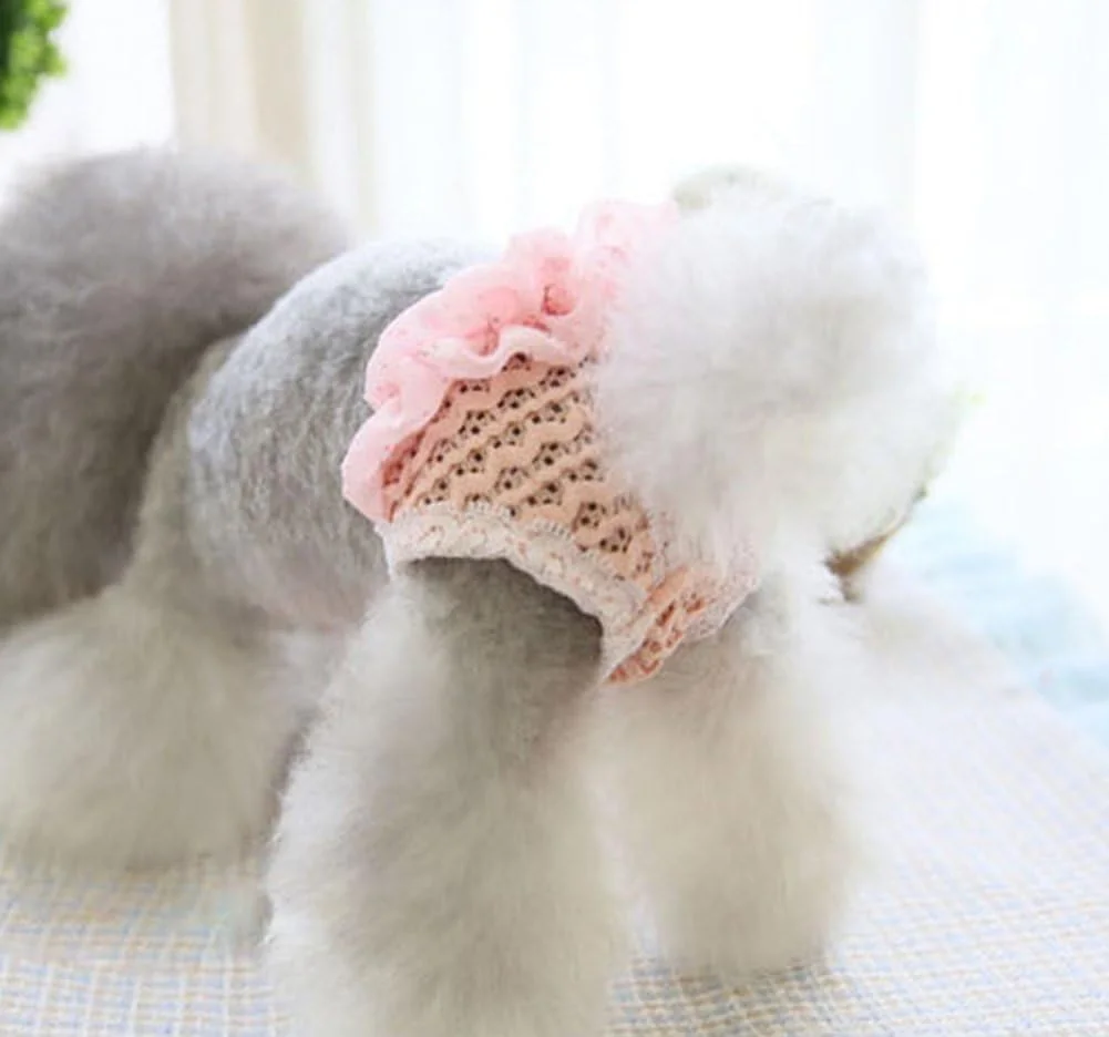 یک عدد شورت بهداشتی توری زیبا برای سگ ماده، شورت نخی قاعدگی سگ، پوشک بهداشتی سگ