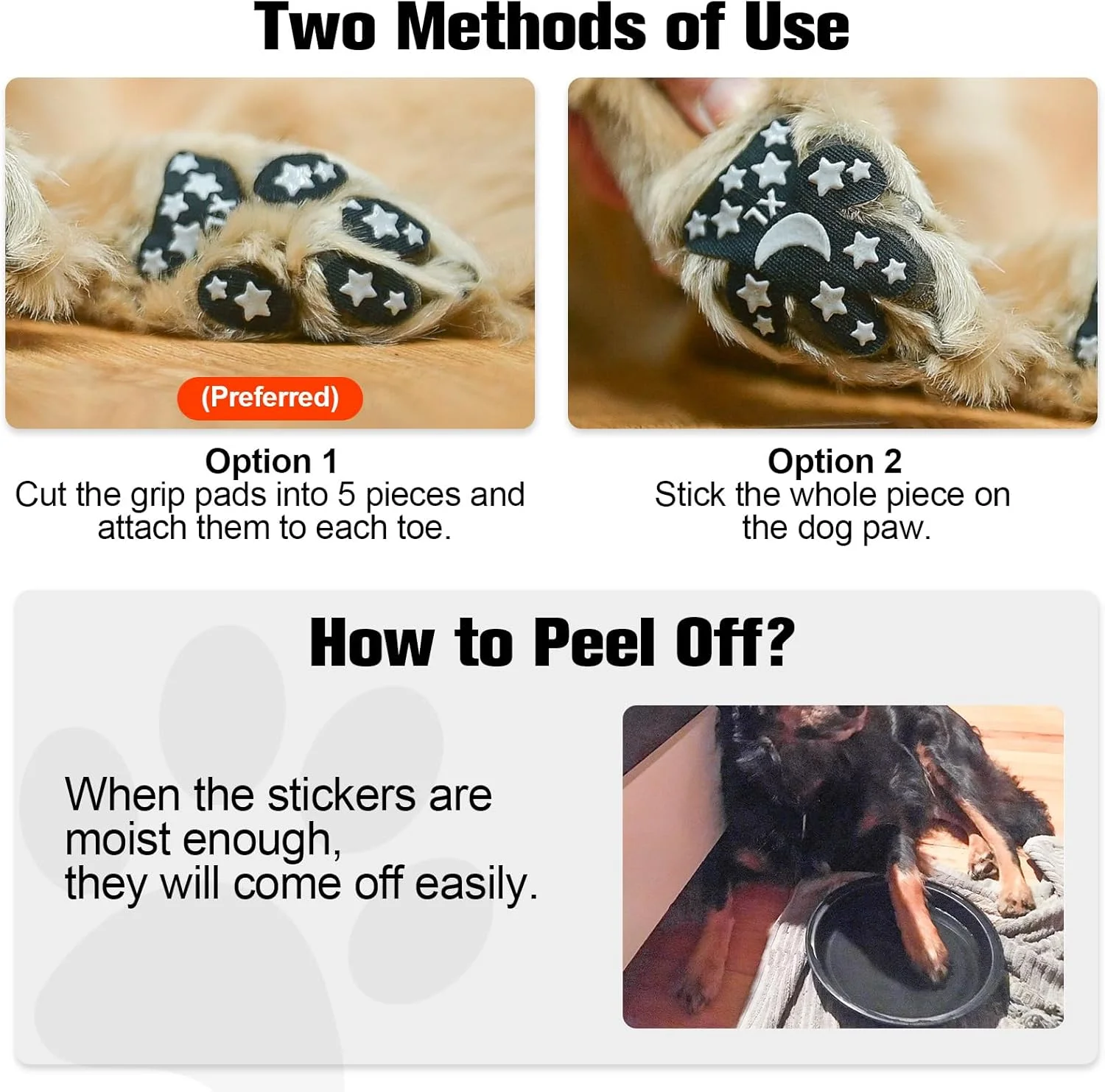 پدهای محافظ پنجه سگ BEAUTYZOO ضد لغزش برای سگ های مسن - استیکرهای چسبندگی پنجه سگ برای پیاده روهای داغ و کف های چوبی سخت، جایگزین بادوام کفش و جوراب چکمه محافظ پنجه حیوانات خانگی (24 عدد، مشکی L)