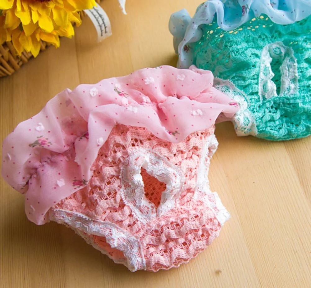 یک عدد شورت بهداشتی توری زیبا برای سگ ماده، شورت نخی قاعدگی سگ، پوشک بهداشتی سگ