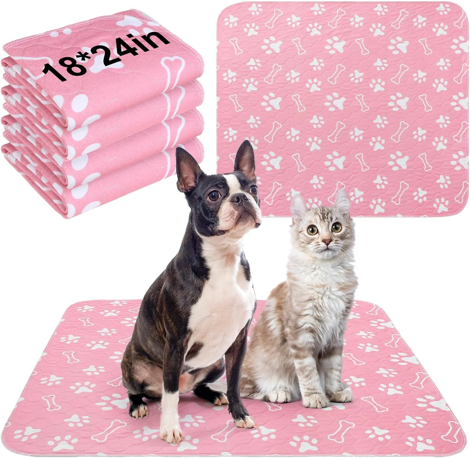 پدهای ادرار شوی سگ BEAUTYZOO بسته 4 عددی، پدهای توله سگ قابل استفاده مجدد برای آموزش دستشویی، پدهای ضد آب بسیار جاذب برای سگ ها و گربه های کوچک و متوسط، 45x60 سانتی متر