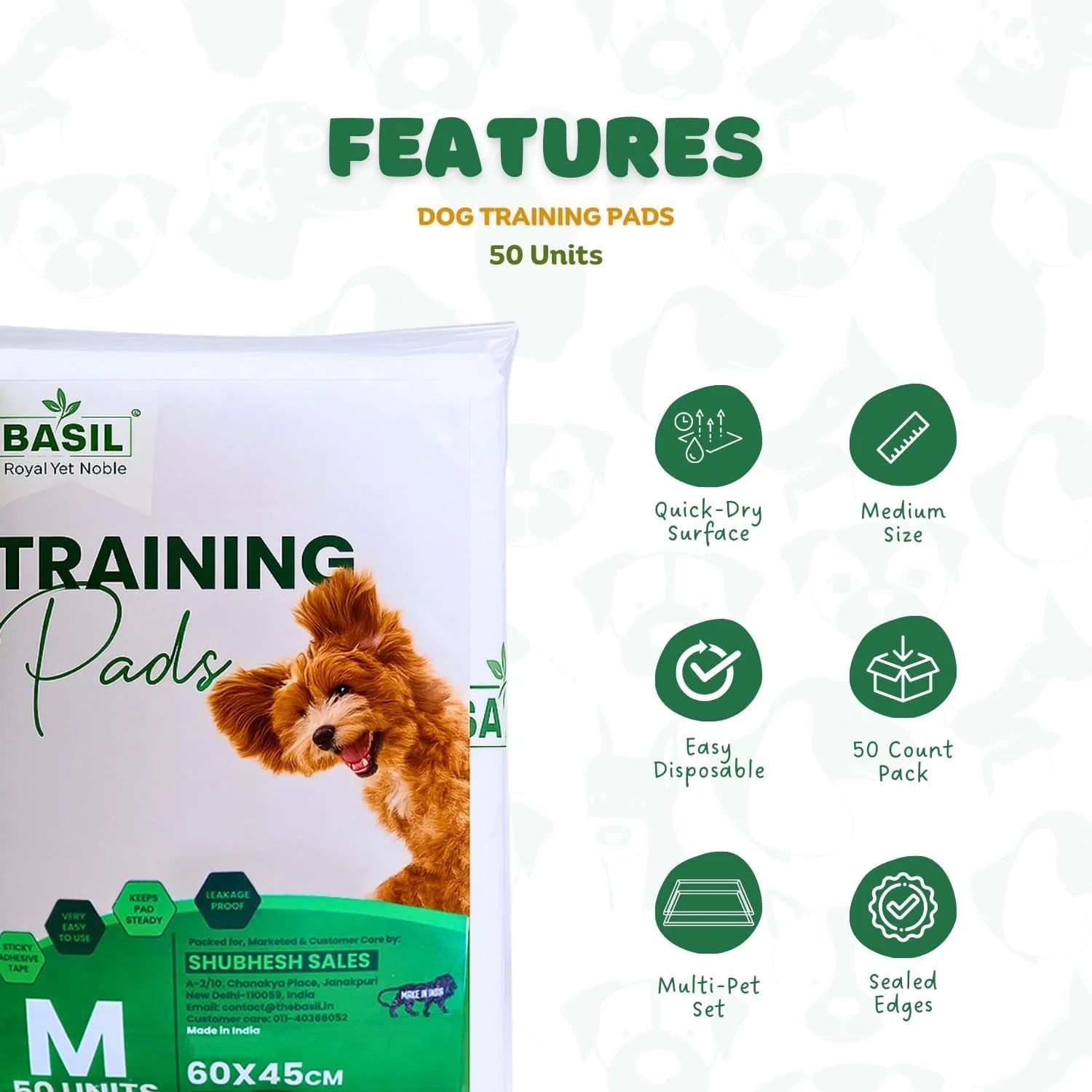 پدهای آموزشی سگ باسیل سفید 50 عددی (45 * 60 سانتی متر)