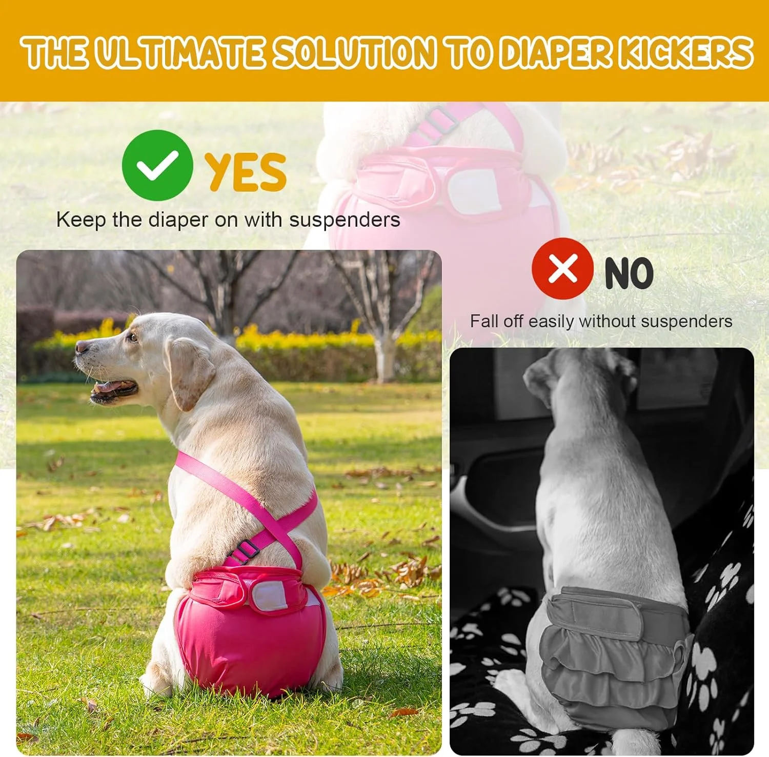 پک 3 عددی پوشک سگ ماده قابل شستشو Avont با بند شانه ای، پوشک سگ دخترانه قابل استفاده مجدد برای سگ های کوچک، متوسط و بزرگ در دوره فحلی، بی اختیاری - L مشکی/صورتی/بنفش