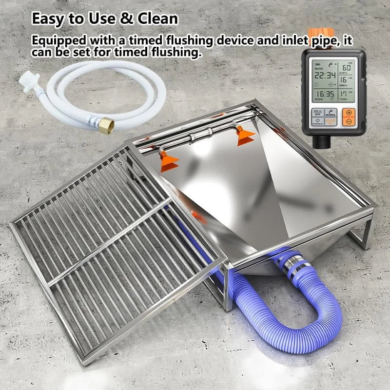 توالت سگ اتوماتیک، جعبه بستر سگ از جنس استیل ضد زنگ، سینی توالت سگ قابل شستشو برای داخل خانه (125X75 سانتی متر)