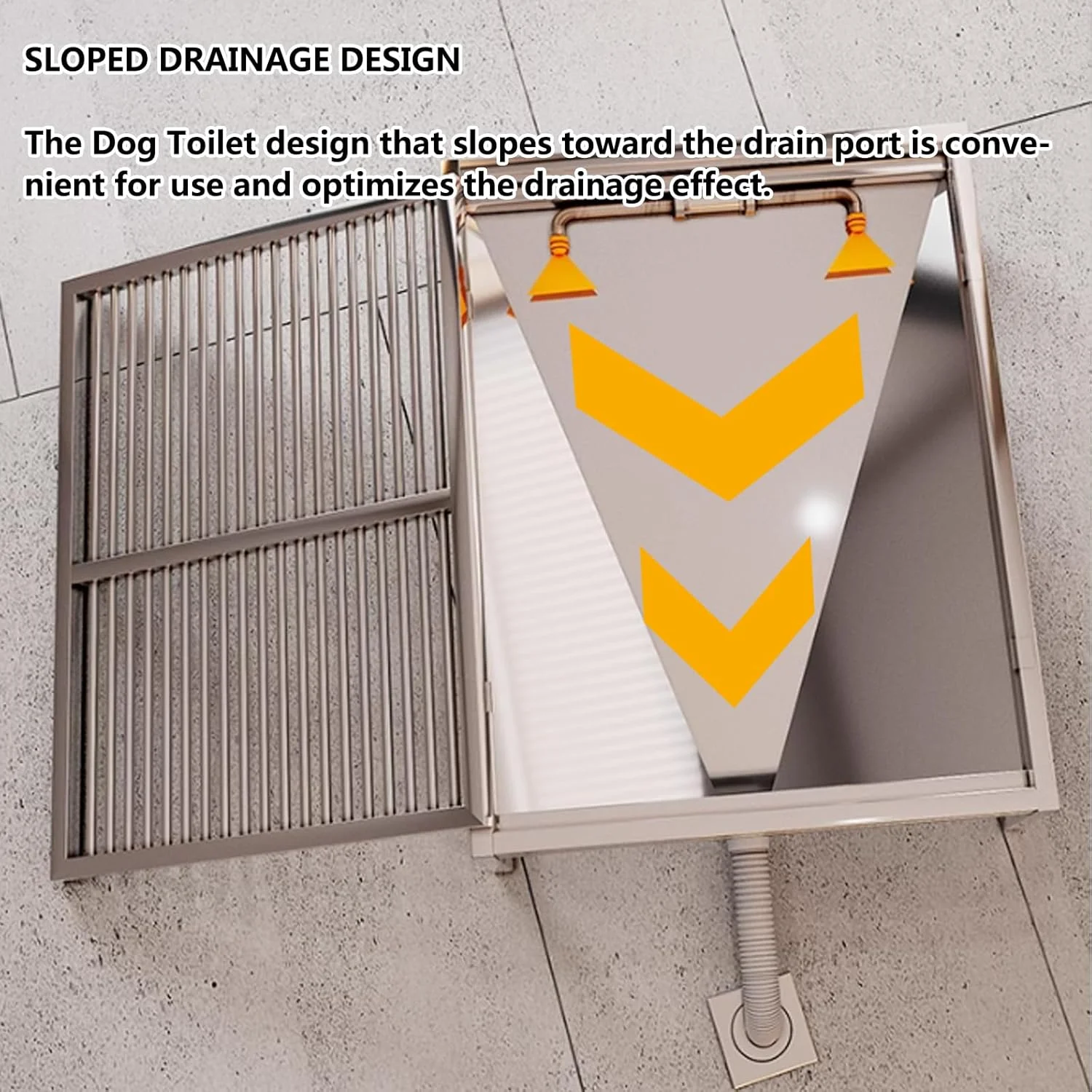 توالت سگ اتوماتیک، جعبه بستر سگ از جنس استیل ضد زنگ، سینی توالت سگ قابل شستشو برای داخل خانه (125X75 سانتی متر)