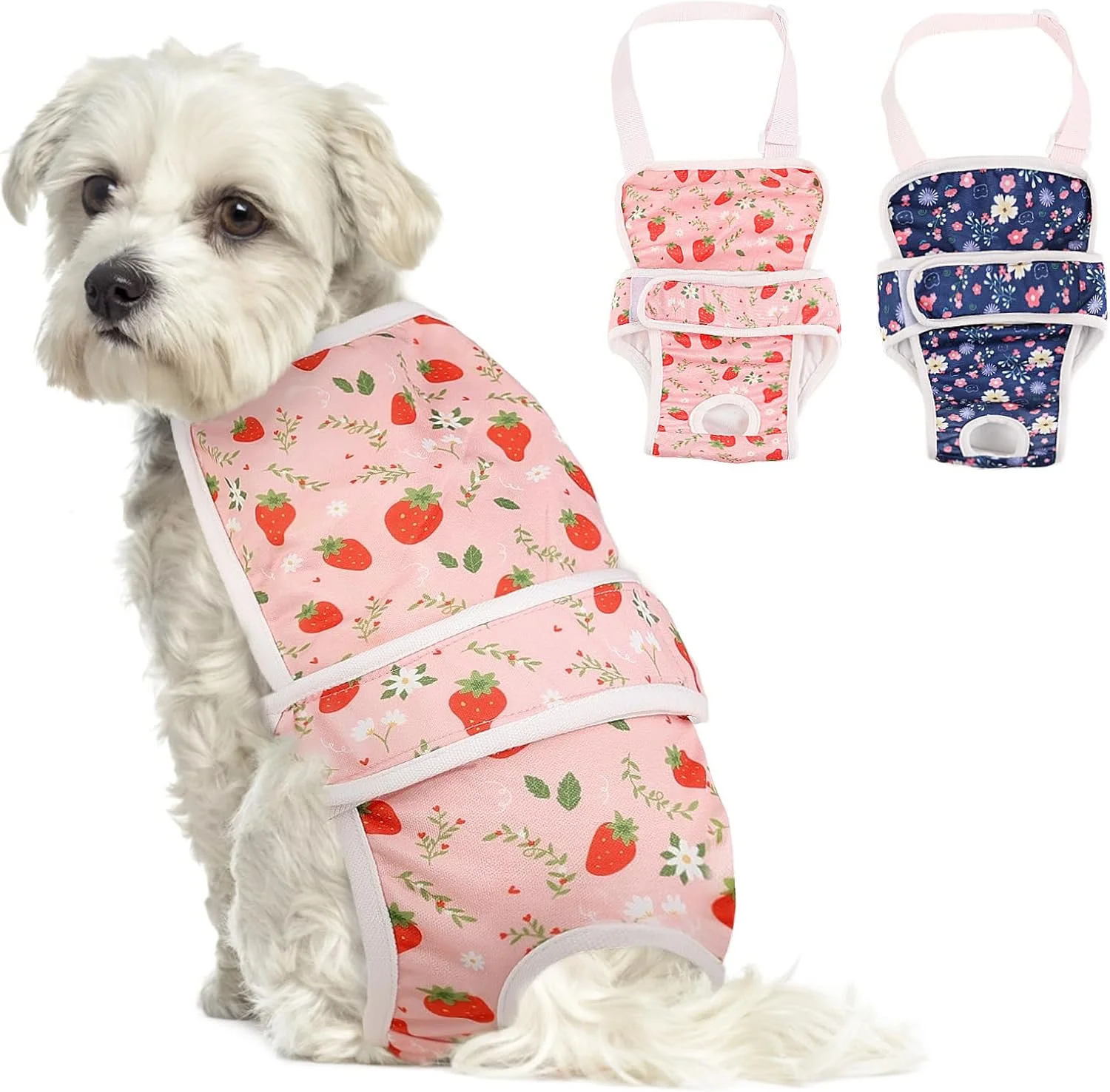 ست 2 عددی پوشک سگ ماده ASENKU، ساسپندر سگ، پوشک سگ قابل استفاده مجدد برای سگ های ماده کوچک، شورت بهداشتی سگ قابل شستشو برای سگ های دختر کوچک در دوره فحلی