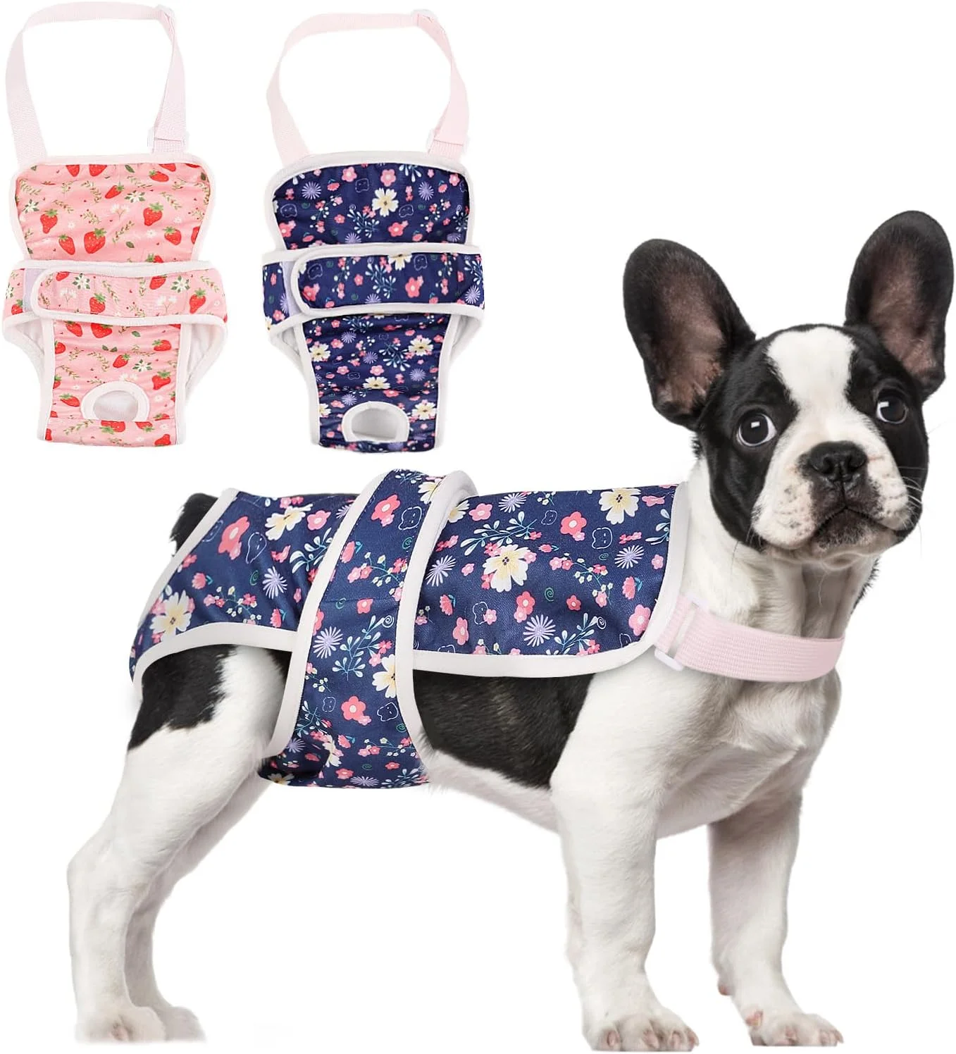 ست 2 عددی پوشک سگ ماده ASENKU، ساسپندر سگ، پوشک سگ قابل استفاده مجدد برای سگ های ماده کوچک، شورت بهداشتی سگ قابل شستشو برای سگ های دختر کوچک در دوره فحلی