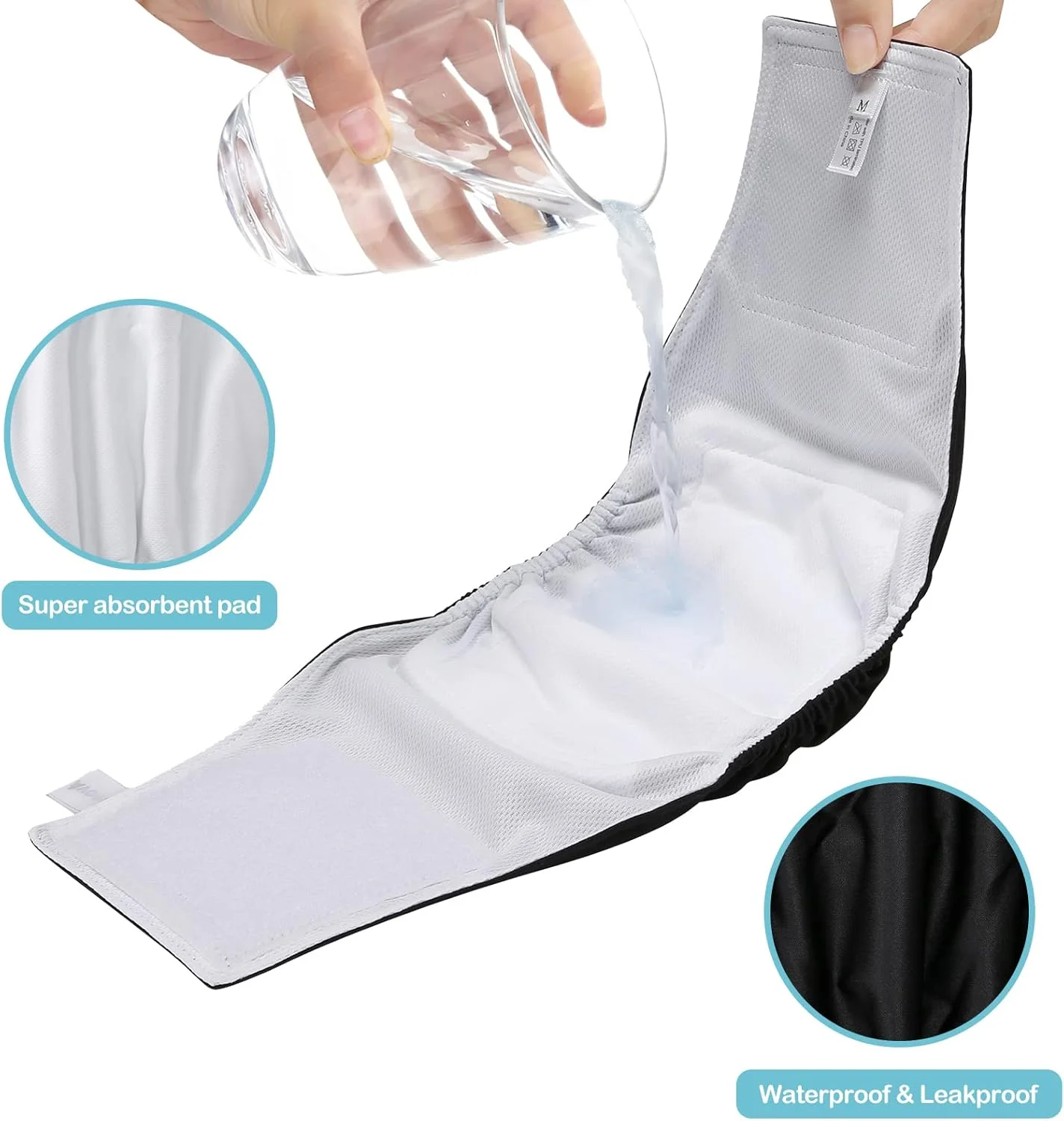 بسته 3 عددی پوشک سگ نر قابل شستشو آونت (سایز متوسط 30-40 سانتی متر)، نوار دور کمر با قابلیت جذب بالا و قابل استفاده مجدد برای سگ های نر - مشکی/قهوه ای/خاکستری