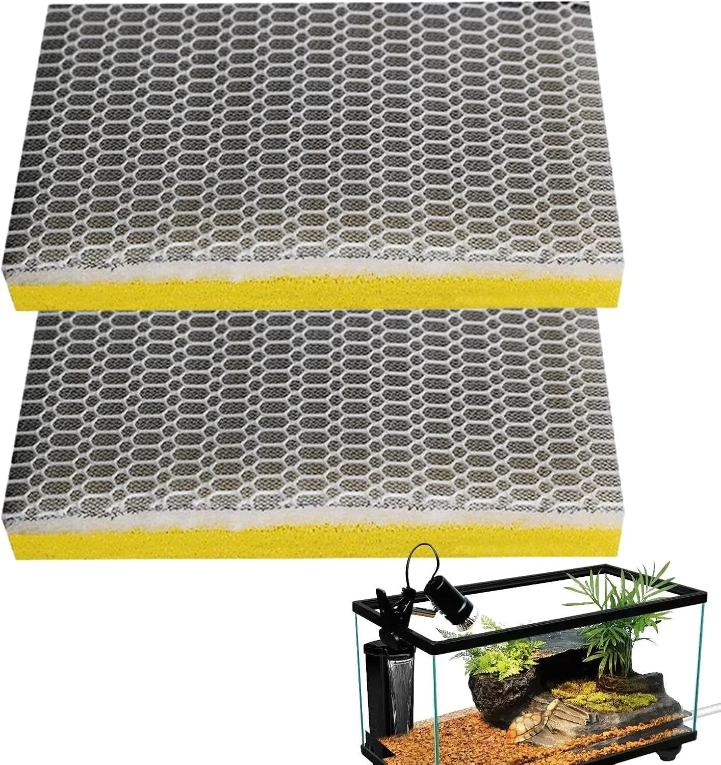 پد فیلتر آکواریوم، پد فیلتر تانک ماهی 2 عددی، رول صافی قابل برش، لوازم آکواریوم برای حوضچه های آب شور، تانک ماهی، باغ لاک پشت، گیاه