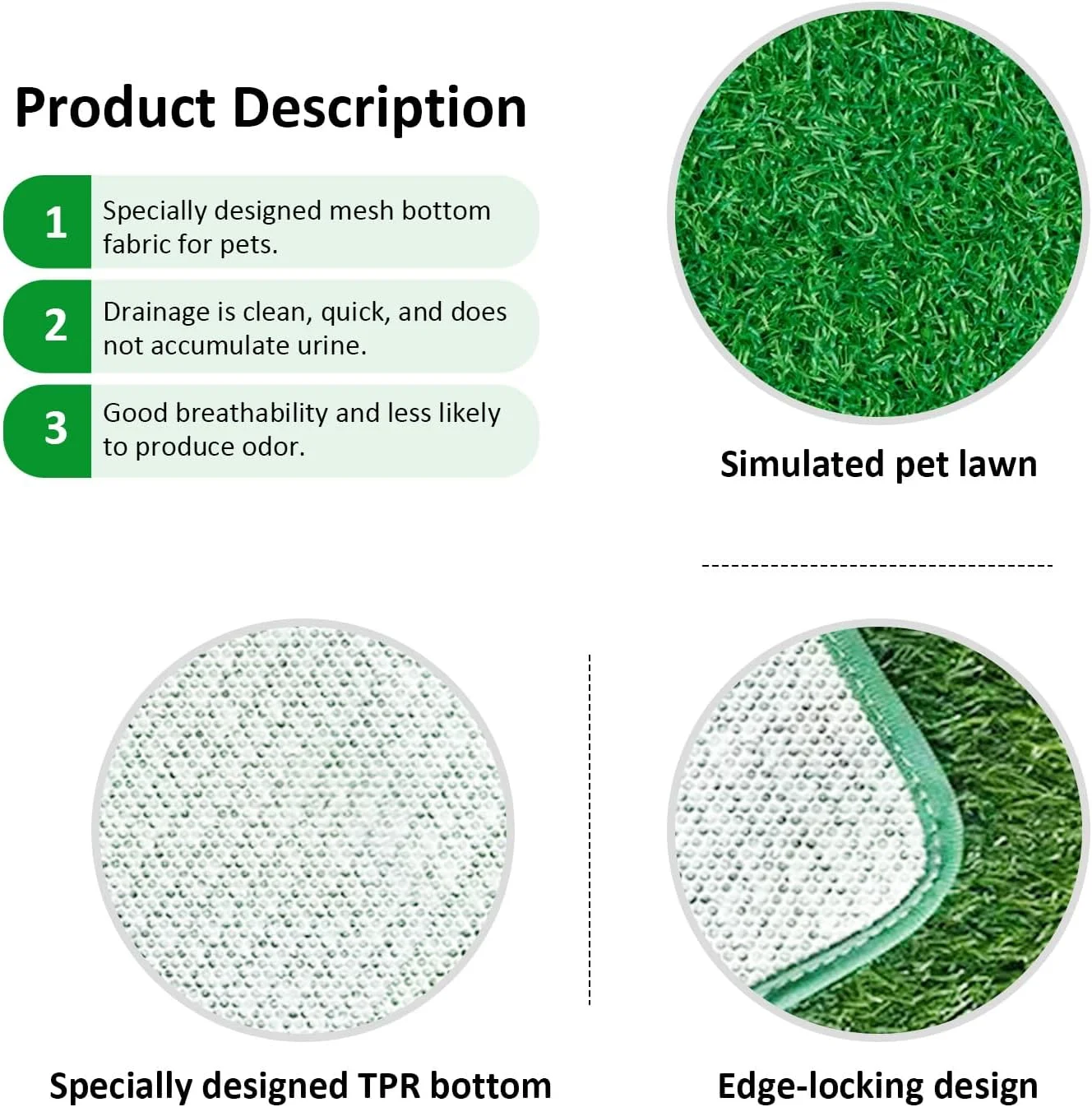 چمن مصنوعی برای سگ ها، 46×71 سانتی متر، پد ادرار سگ، سینی توالت سگ، پد آموزشی، چمن قابل شستشو برای سگ ها، چمن مصنوعی برای داخل و خارج از منزل