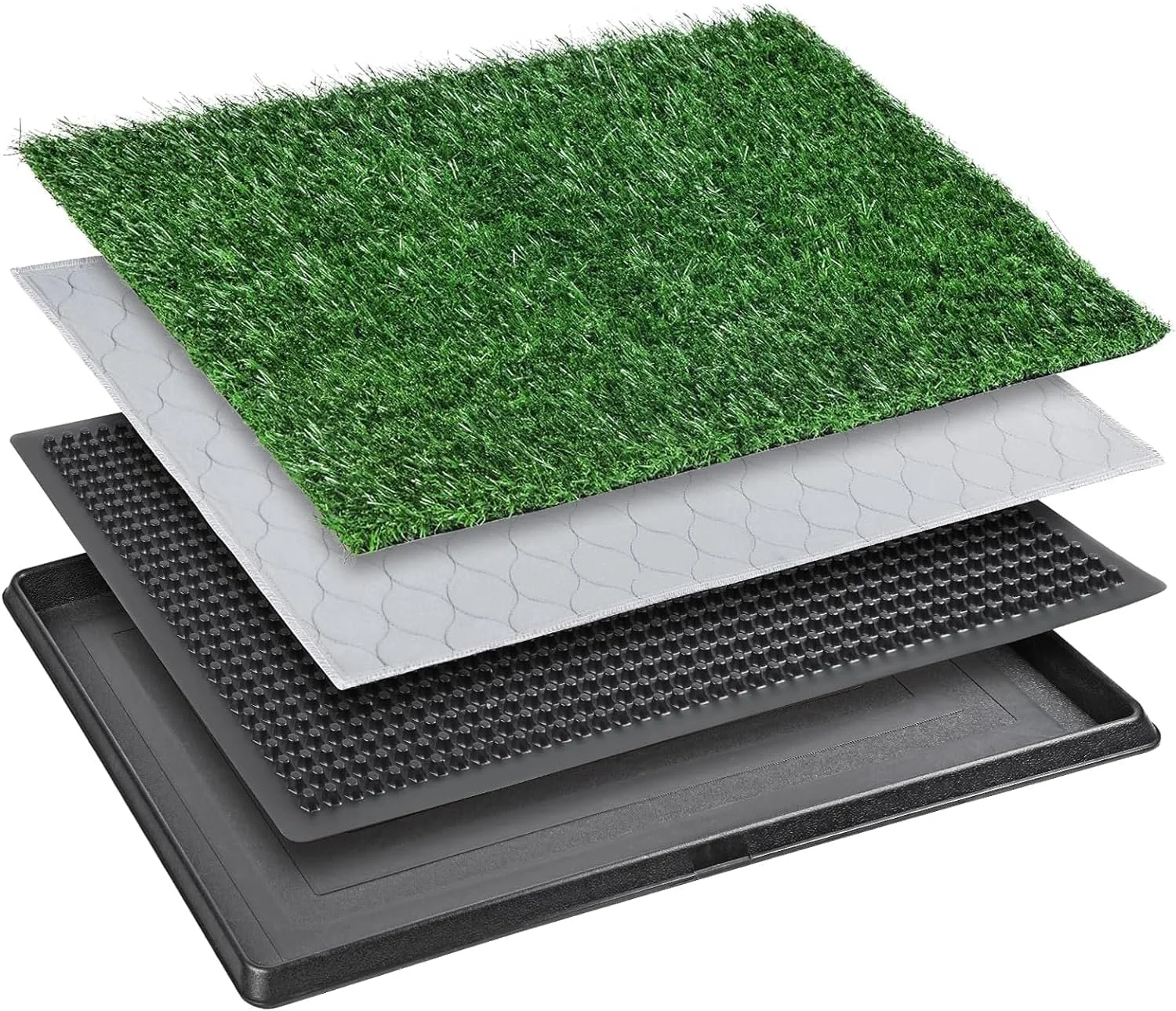 پد دستشویی چمن سگ، قابل حمل در داخل و خارج از خانه، پد چمن مصنوعی و پد ادرار قابل شستشو برای آموزش توله سگ، سیستم کامل با سینی (سینی آموزش حیوانات خانگی، 51x64 سانتی متر)