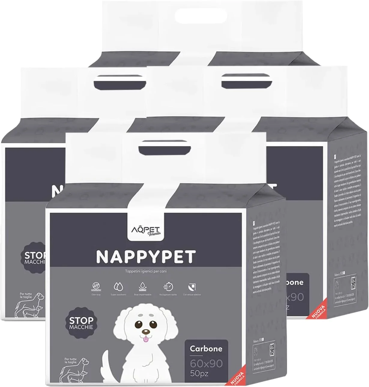 پد بهداشتی جاذب AQPET 200 عددی با کربن فعال برای سگ ها، حیوانات و توله سگ ها، مقاوم در برابر بو، 60x90 سانتی متر