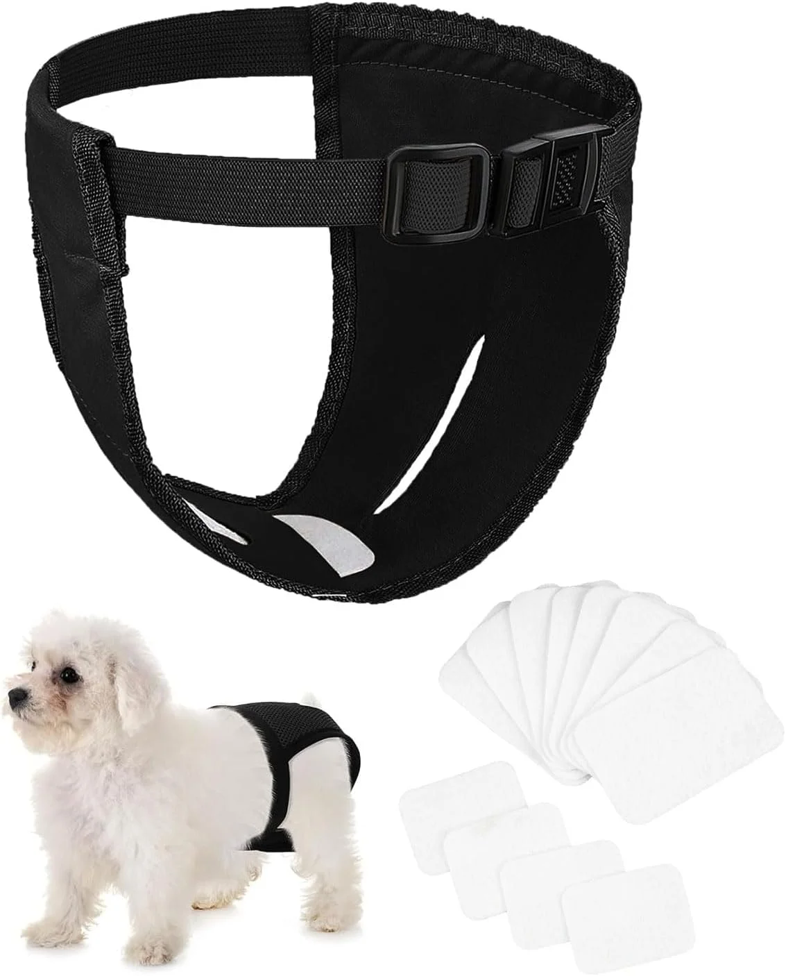 شلوار سگ مشکی AORHOFJ، شلوار گرم قابل استفاده مجدد، شلوار محافظ قابل شستشو و 13 پد بهداشتی، شلوار محافظ حرارتی قابل تنظیم (M)