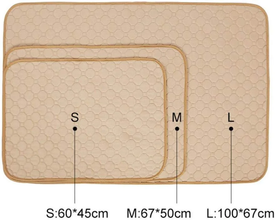 پد ادرار قابل شستشو و ضد لغزش حیوانات خانگی، پد ادرار سگ قابل استفاده مجدد برای آموزش توله سگ - بژ_M
