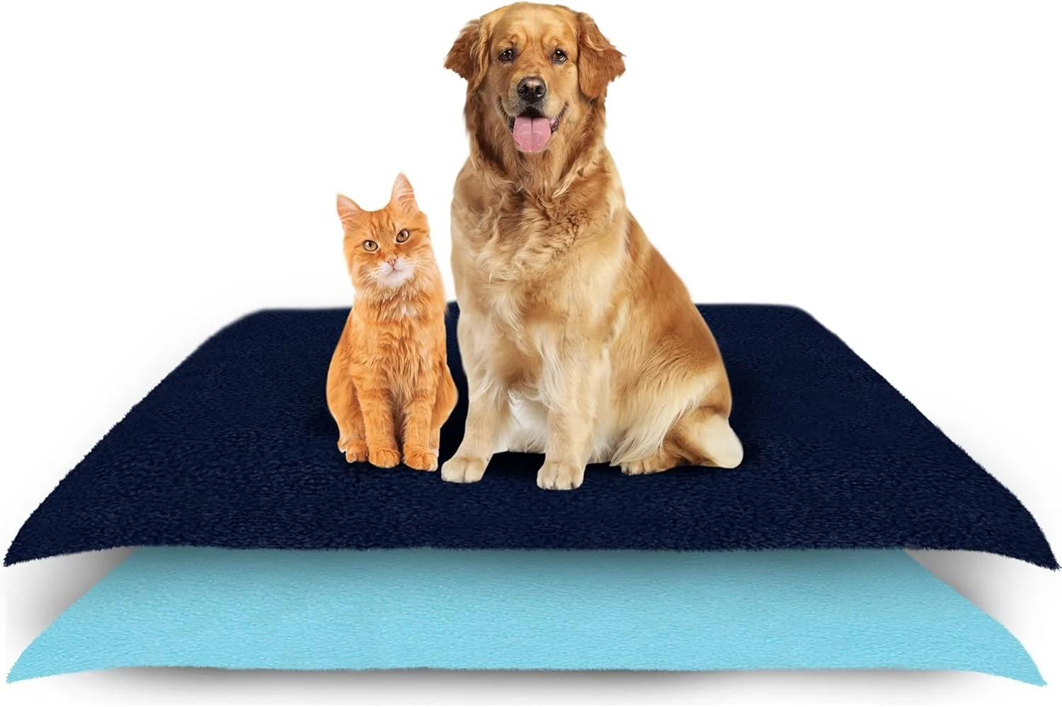 پد ضد آب قابل شستشو و استفاده مجدد AMORITE® و زیرانداز بهداشتی خشک حیوانات خانگی، آموزش جعبه سگ و محافظ صندلی خودرو برای سگ ها، گربه ها و همه حیوانات خانگی - سایز متوسط (100cm x 70cm) (آبی تیره + آبی دریا)