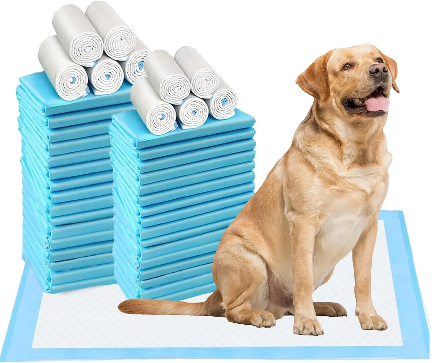 پدهای ادرار غیر قابل نفوذ AMERTEER، پدهای آموزشی یکبار مصرف جاذب و سریع خشک شونده 45x60 سانتی متر برای حیوانات خانگی با 5 لایه، پدهای سگ برای آموزش توالت برای سگ، توله سگ، گربه، خرگوش - 50 عدد