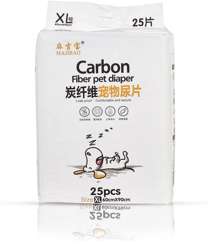 ۲۵ عدد پد آموزشی حیوانات خانگی برای سگ های در همه اندازه ها، تشک ادرار سگ یکبار مصرف ذغالی با ۵ لایه، طراحی ضد نشت، مقاوم در برابر پارگی و کنترل بو، ایده آل برای استفاده در محیط داخلی ۹۰ سانتی متر (مشکی)