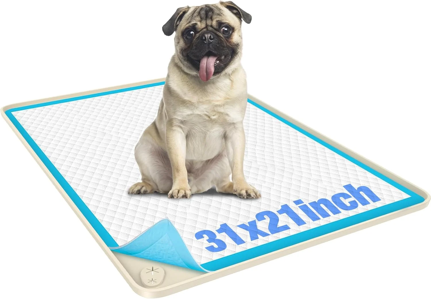 نگهدارنده پد ادرار سگ، 80x54 سانتی متر، تشک سیلیکونی ضد لغزش و سینی ضد نشت برای محافظت از کف، سینی پد آموزش ادرار توله سگ، خاکی