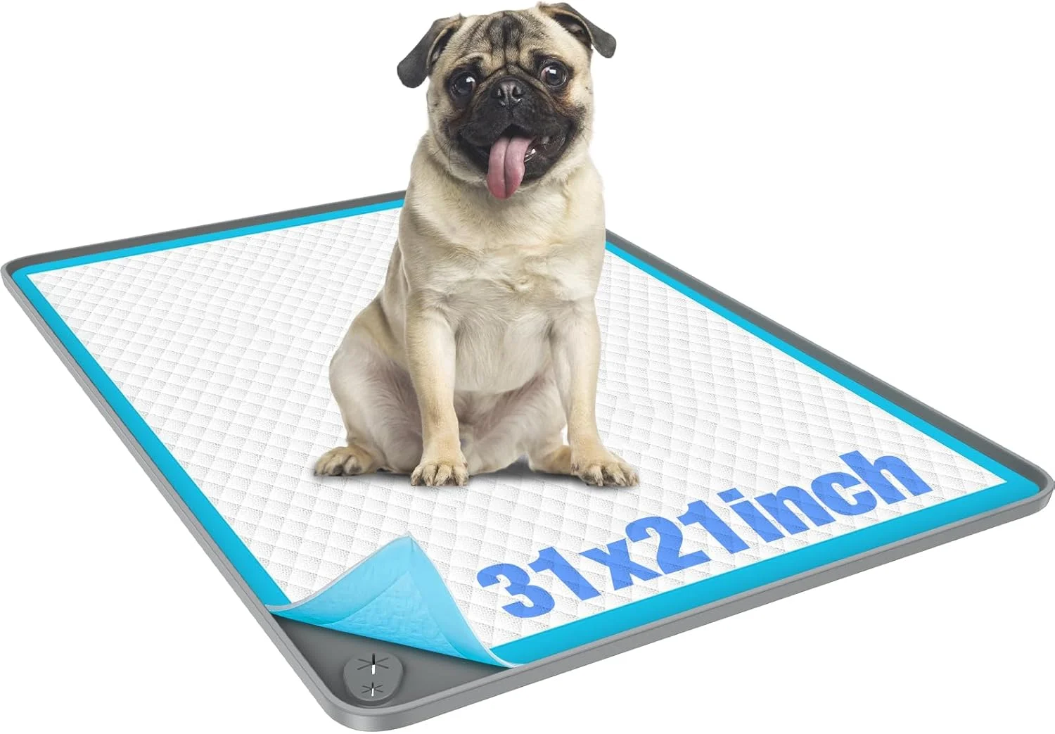 نگهدارنده پد ادرار سگ، 80*54 سانتی متر، تشک سیلیکونی ضد لغزش و سینی ضد نشت برای محافظت از کف، سینی پد آموزش ادرار توله سگ، خاکستری