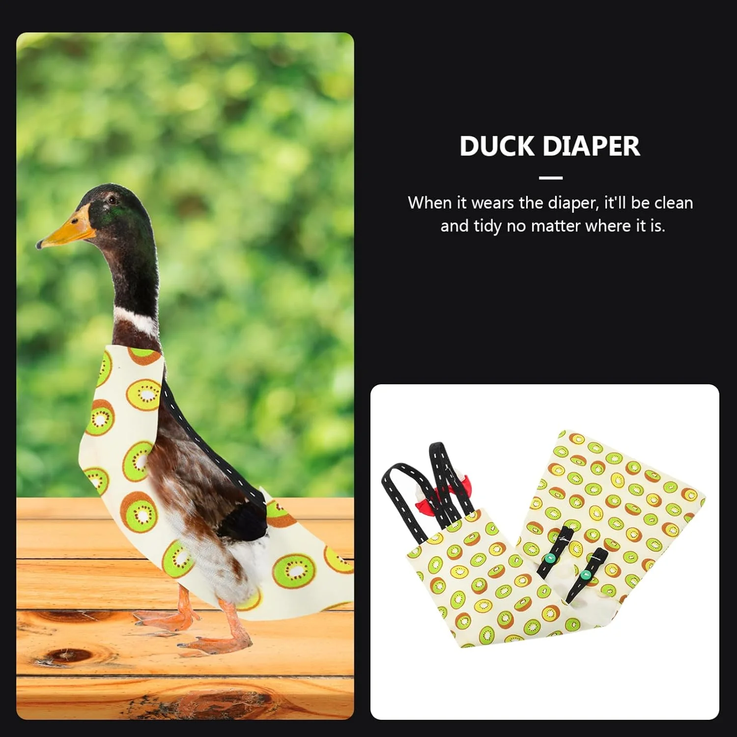 پوشک قابل تنظیم طیور، لباس غاز قابل استفاده مجدد، پوشک مرغ، پوشک حیوانات خانگی قابل شستشو، طرح میوه، پوشک جوجه اردک برای غاز، اردک، مرغ (زرد روشن)