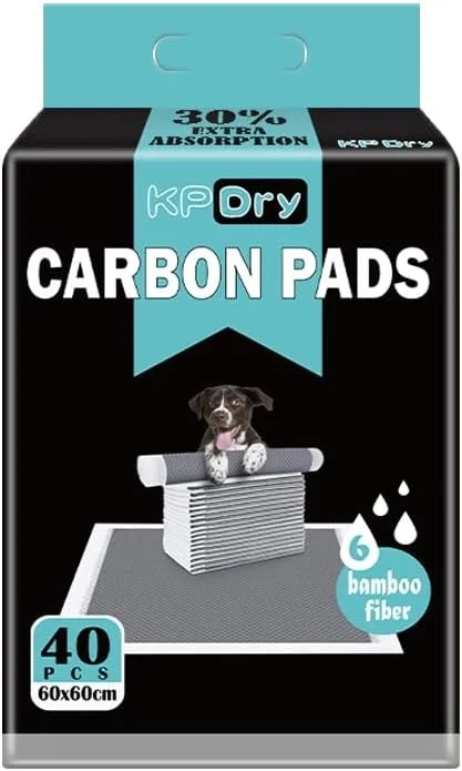 پدهای آموزشی سگ با کربن فعال KPDry | پدهای ادرار فوق العاده جاذب و از بین برنده بو برای توله سگ ها و سگ ها (60x60 سانتی متر (40 عدد))