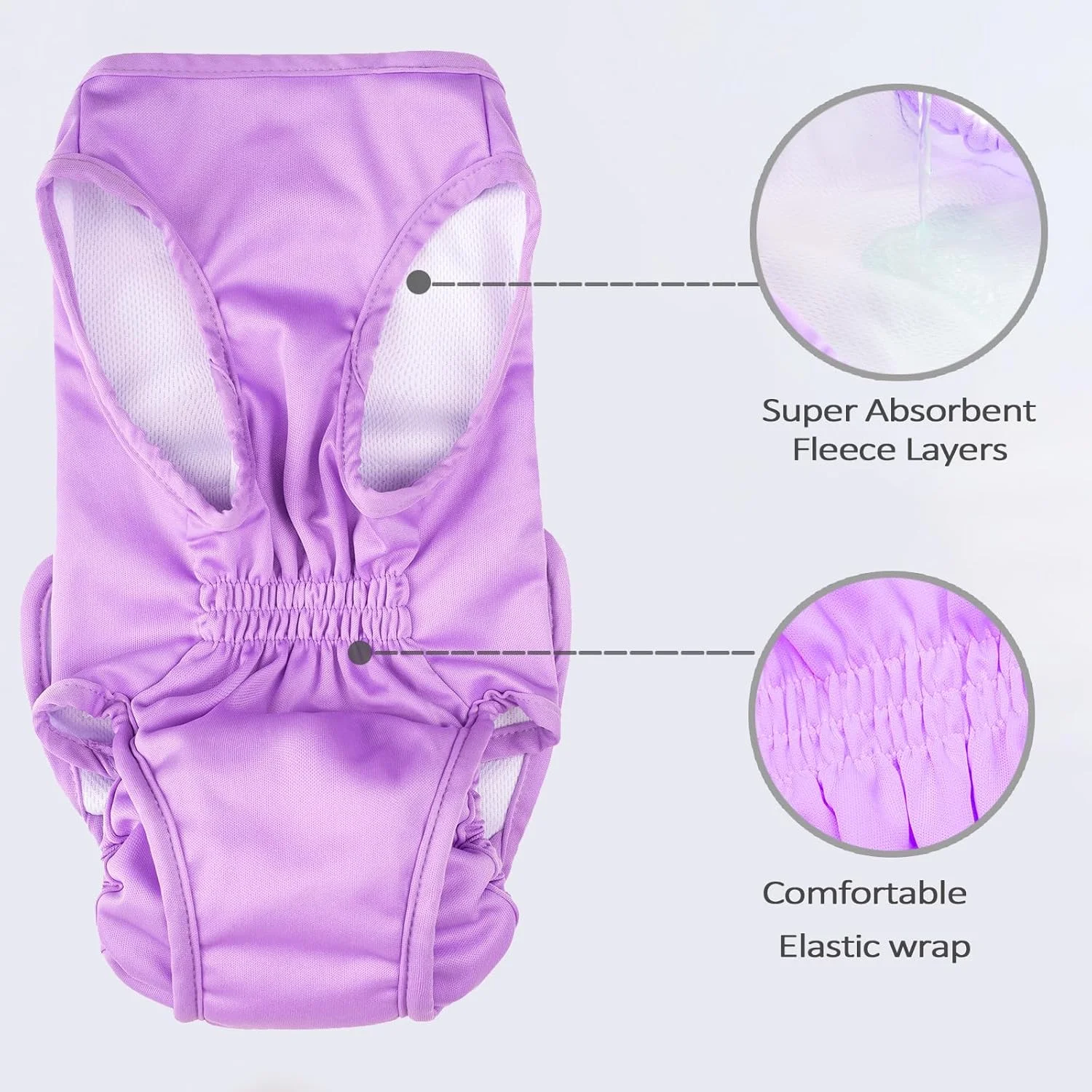 لباس سرهمی سگ، لباس نقاهت جراحی سگ و گربه، لباس نرم و تنفسی جایگزین جراحی حیوانات خانگی (بنفش، خیلی بزرگ)