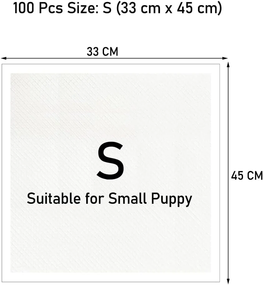 پد آموزشی حیوانات خانگی 100 عددی برای سگ های کوچک، پدهای ادرار یکبار مصرف فوق العاده جاذب با 5 لایه، طراحی ضد نشت، مقاوم در برابر پارگی و کنترل بو، راحت و ایمن 45 سانتی متر (سفید)