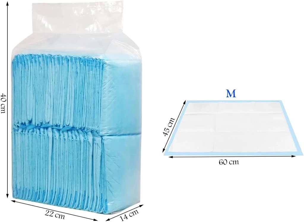 پدهای ادرار سگ، جاذب، 45x60 سانتی متر (M)، پد یکبار مصرف با ضخامت 5 لایه، نرم و راحت، پدهای خشک شونده سریع برای حیوانات خانگی کوچک تا متوسط، ضد نشت و قابل حمل، 50 عدد در 1 بسته (آبی) پدهای ادرار سگ، جاذب، 45x60 سانتی متر (M)، پد یکبار مصرف با ضخامت 5 لایه، نرم و راحت، پدهای خشک شونده سریع برای حیوانات خانگی کوچک تا متوسط، ضد نشت و قابل حمل، 50 عدد در 1 بسته (آبی)
