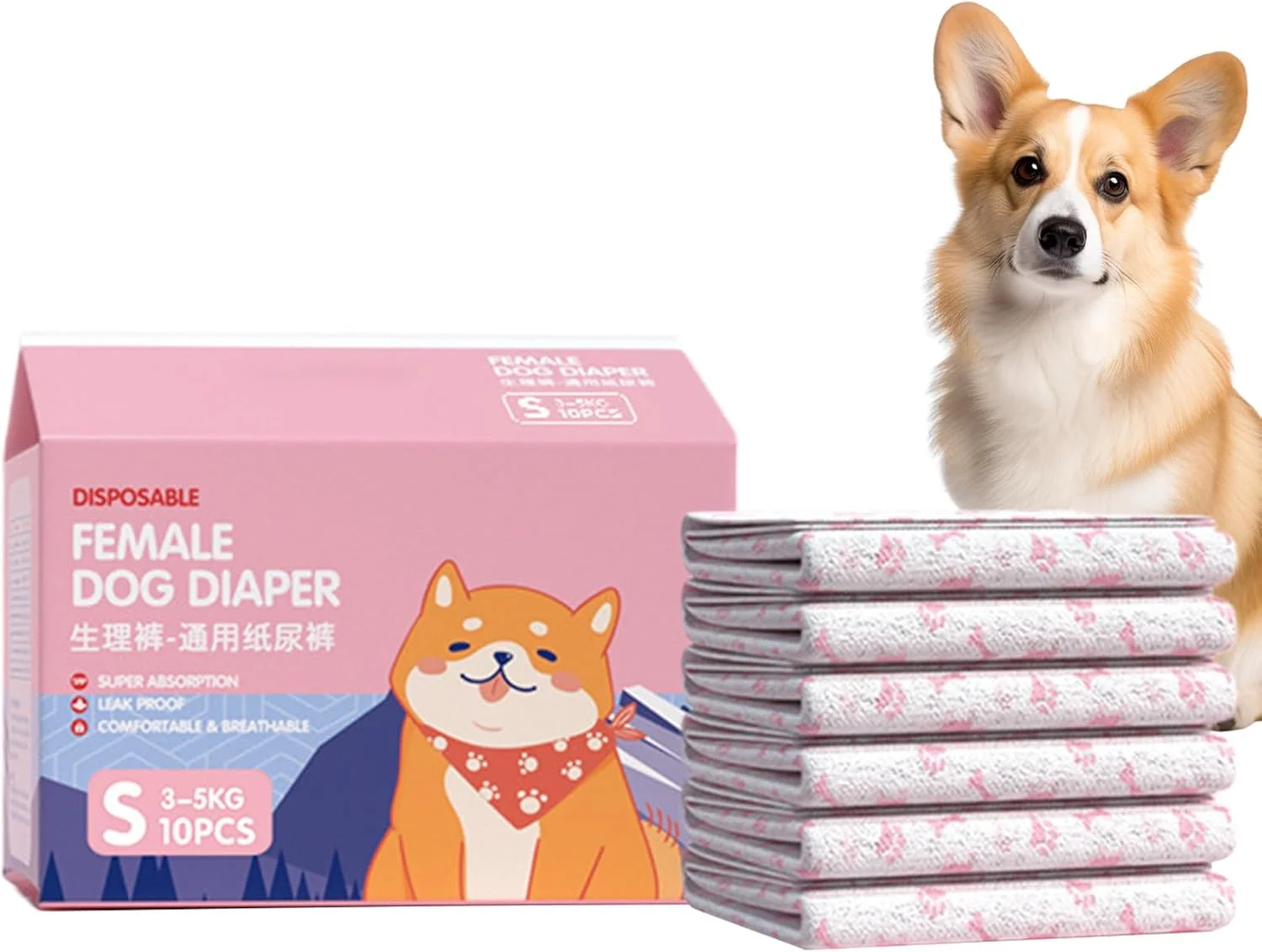 پوشک سگ کوچک، پدهای فوق العاده جاذب سگ | پد حیوانات خانگی الاستیک و ضد نشت و قابل تنفس برای آموزش، بهبودی، مسافرت، داخل و خارج از خانه