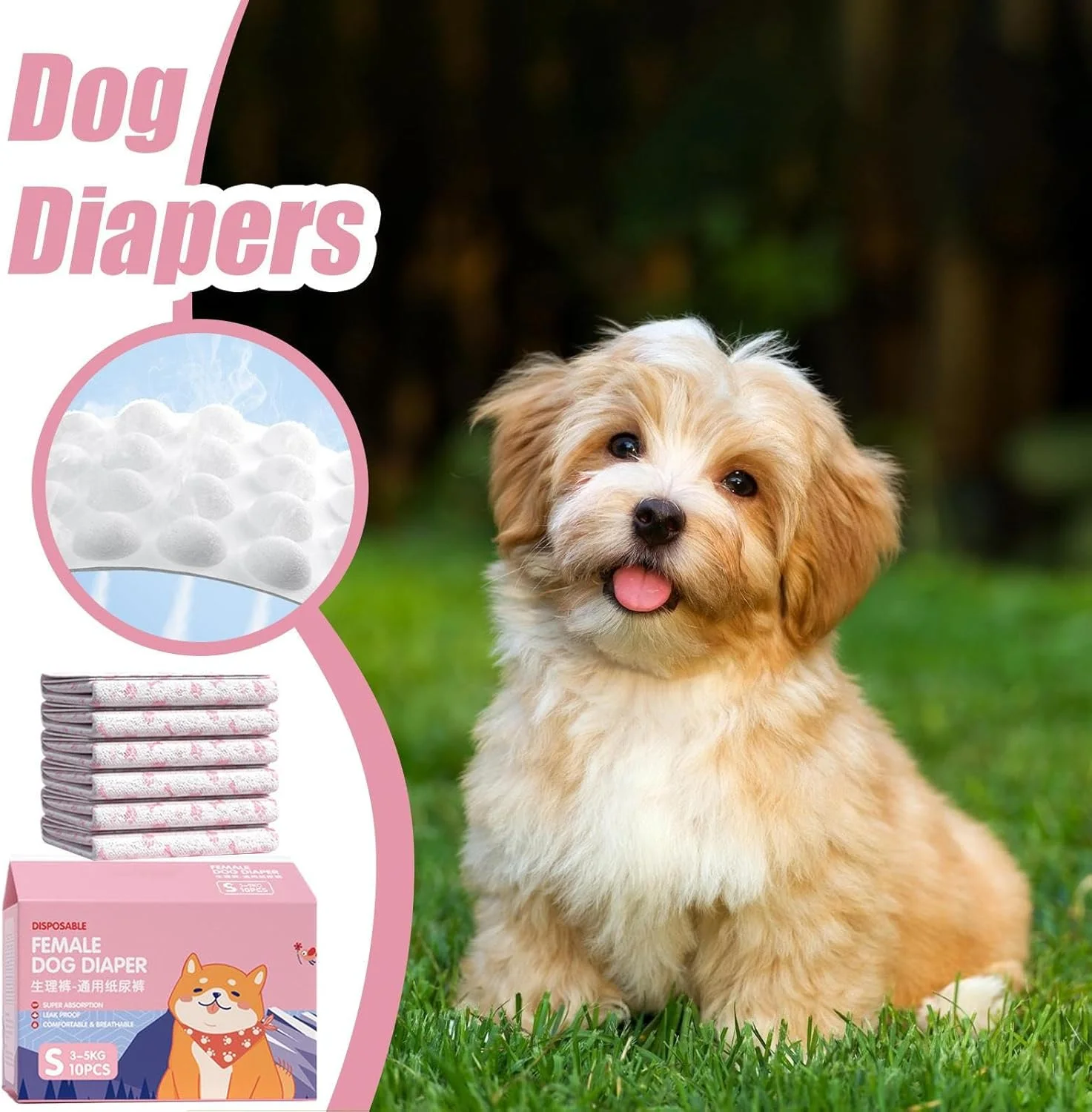 پوشک سگ | پوشک های فوق العاده جاذب | پوشش الاستیک ضد نشت راحت برای حیوانات خانگی برای آموزش و جلوگیری از حوادث داخلی