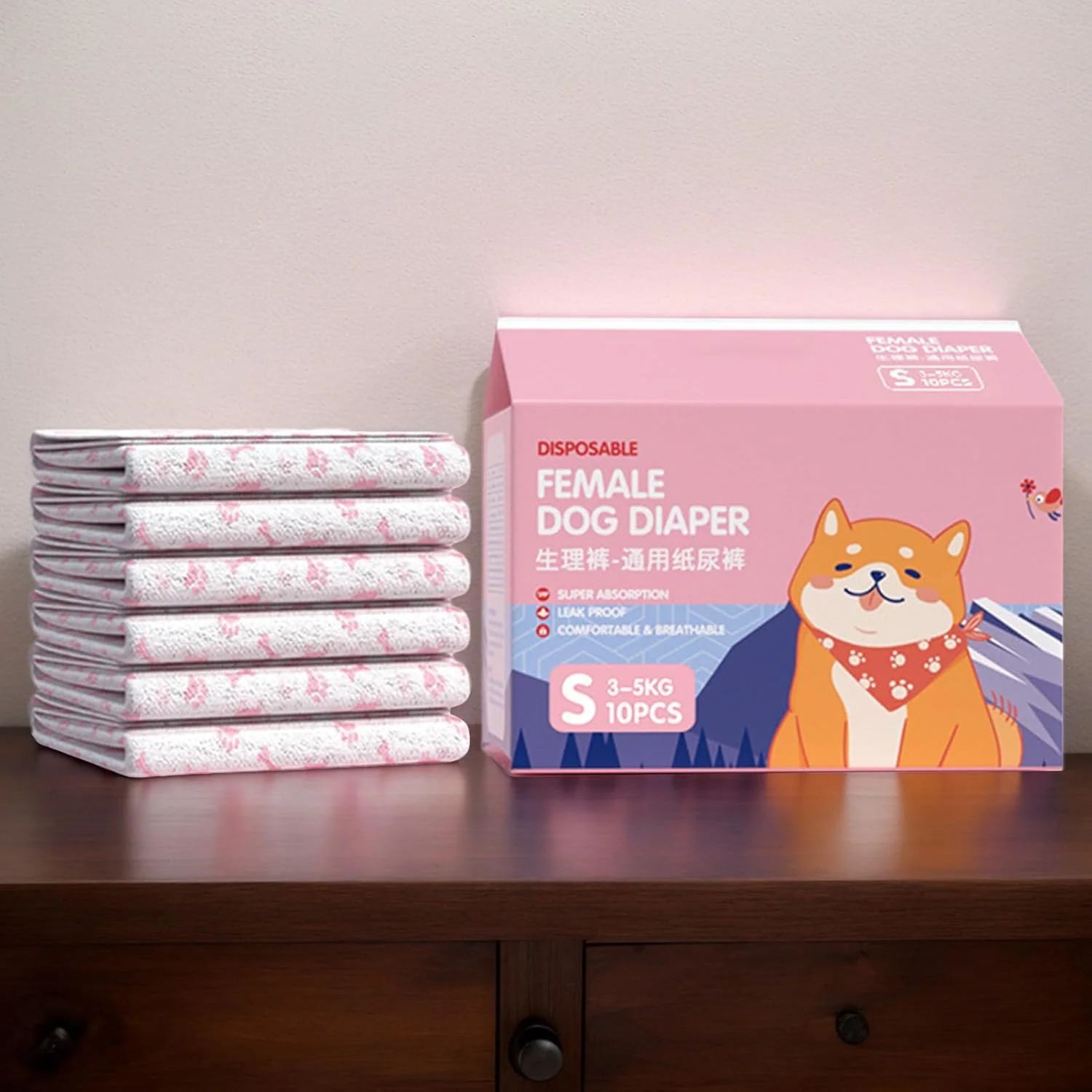 پوشک سگ | پوشک های فوق العاده جاذب | پوشش الاستیک ضد نشت راحت برای حیوانات خانگی برای آموزش و جلوگیری از حوادث داخلی