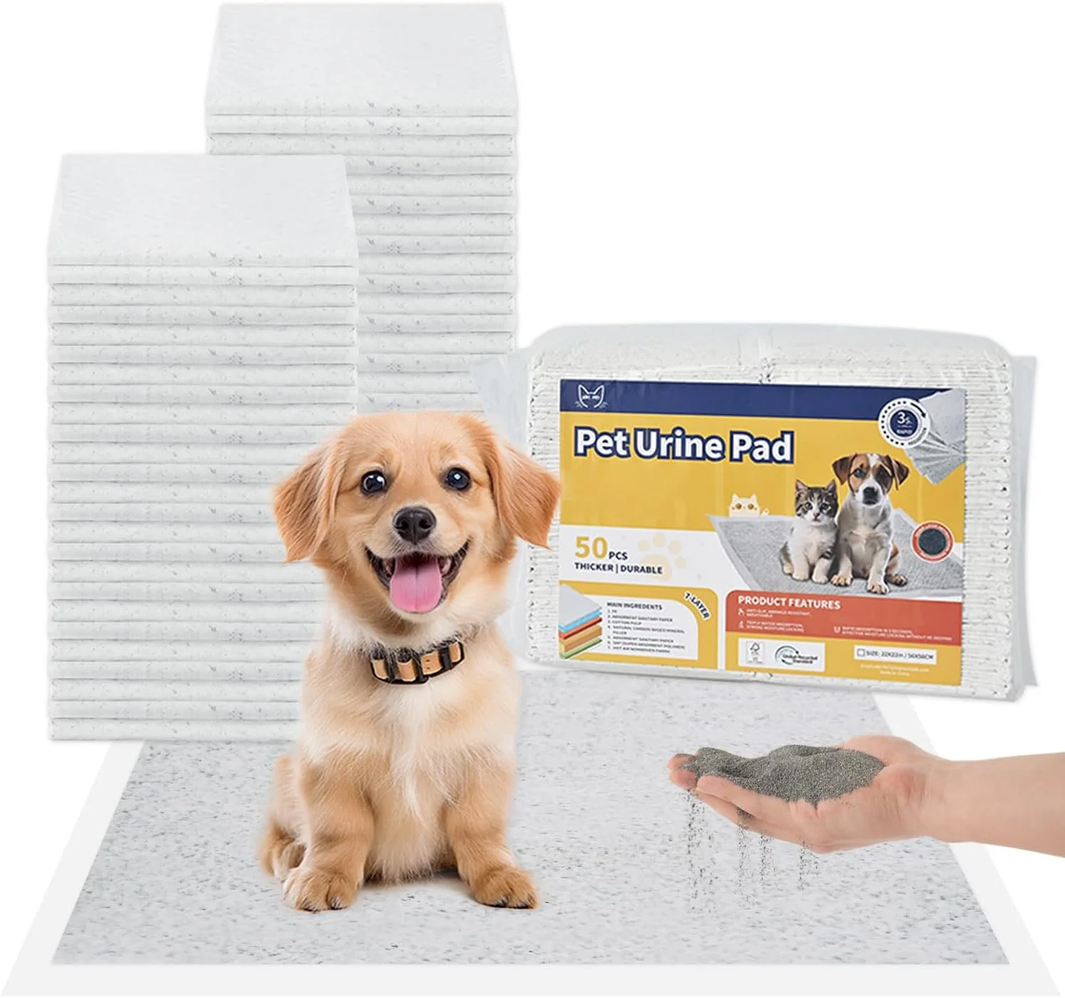 پدهای ادرار سگ ABCPET، بسته 100 عددی، پدهای ادرار سگ با طراحی 5 لایه ضد نشت، پدهای آموزشی یکبار مصرف کوچک سگ 55x55 سانتی متر با قابلیت جذب فوق العاده و بستر گربه برای سگ ها و گربه ها