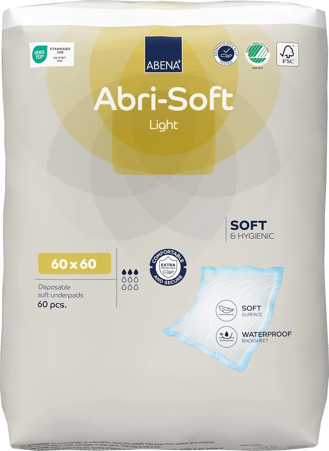 پد یکبار مصرف زیرانداز ABENA Abri-Soft Eco، سایز 60x60 سانتی متر