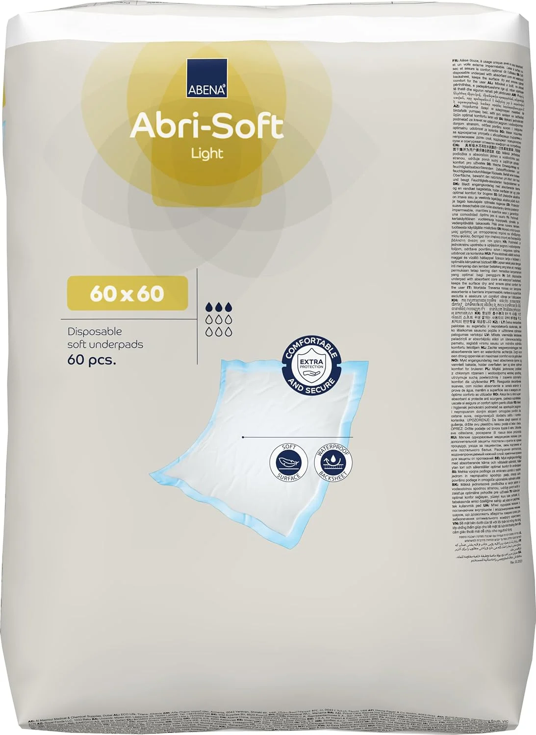 پد یکبار مصرف زیرانداز ABENA Abri-Soft Eco، سایز 60x60 سانتی متر پد یکبار مصرف زیرانداز ABENA Abri-Soft Eco، سایز 60x60 سانتی متر