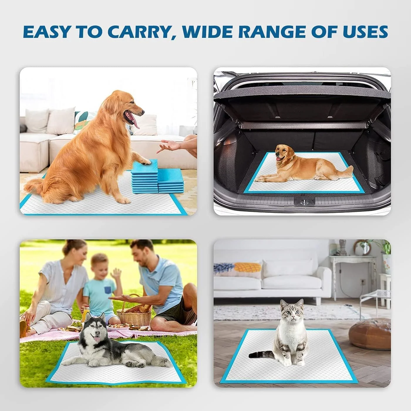 ۲۰۰ عدد پد آموزشی حیوانات خانگی با کیفیت بالا ۶۰ در ۶۰ سانتی متر، پد ادرار یکبار مصرف برای سگ، توله سگ، گربه، خرگوش و سایر حیوانات خانگی، خشک شدن سریع، بدون نشتی، فوق العاده جاذب ۶۰ در ۶۰ سانتی متر