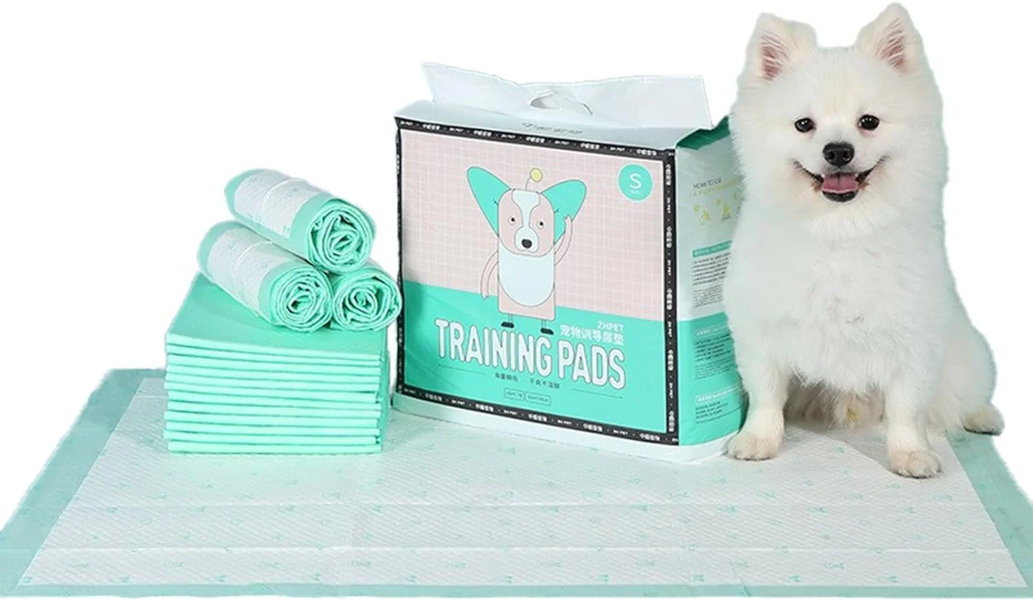 پدهای آموزش ادرار سگ با لبه های برجسته و ضخیم ۷ لایه، پد ادرار سگ و توله سگ (سبز-ضخیم، سایز بزرگ (۲۰ عدد) - ۶۰ * ۹۰ سانتی متر)