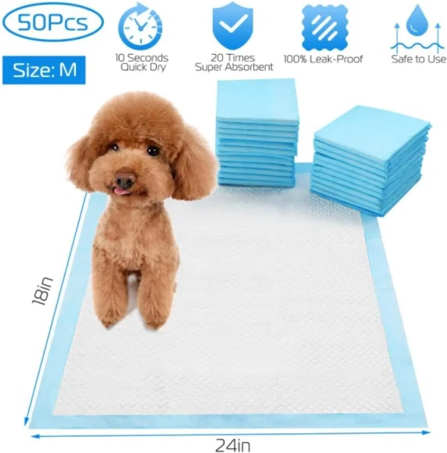 پد آموزشی سگ 50 عددی، پد ادرار توله سگ، زیرانداز گربه، آموزش دستشویی سایز M، 60x45 سانتی متر، ارسال 5-7 روزه پد آموزشی سگ 50 عددی، پد ادرار توله سگ، زیرانداز گربه، آموزش دستشویی سایز M، 60x45 سانتی متر، ارسال 5-7 روزه