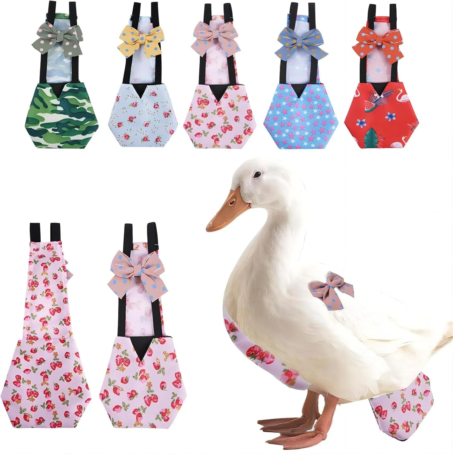 ست 5 تکه پوشک حیوانات خانگی مرغ، اردک، غاز - پوشک مدفوع مرغ، اردک، غاز - لباس حیوانات خانگی مرغ، اردک، غاز، لوازم تمیز کننده ضد کثیفی