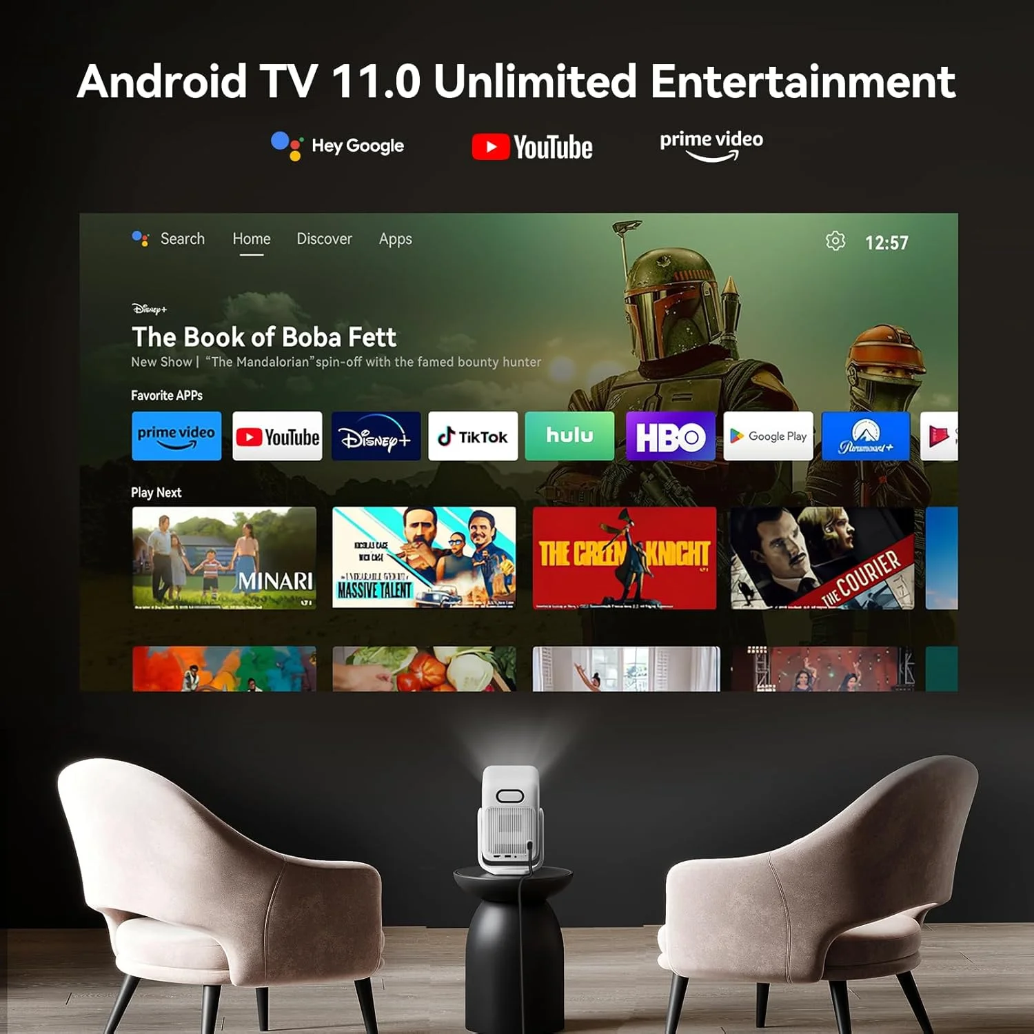 پروژکتور گیمبال Wanbo T2 Ultra - AndroidTV 11.0، 500 ANSI، 1920 x 1080P FHD، DRM L1، پروجکشن چرخشی 120 درجه نوآورانه، ASA 3.0 فوکوس خودکار و تصحیح کیستون خودکار || T2 Ultra - رنگ سفید