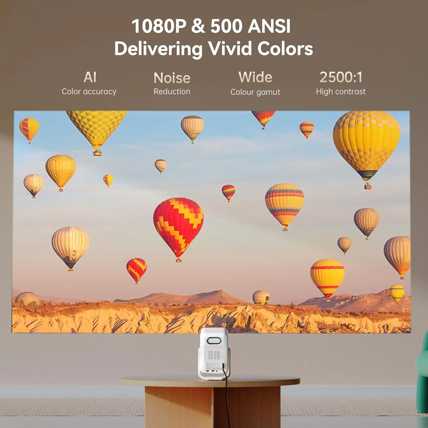 پروژکتور گیمبال Wanbo T2 Ultra - AndroidTV 11.0، 500 ANSI، 1920 x 1080P FHD، DRM L1، پروجکشن چرخشی 120 درجه نوآورانه، ASA 3.0 فوکوس خودکار و تصحیح کیستون خودکار || T2 Ultra - رنگ سفید