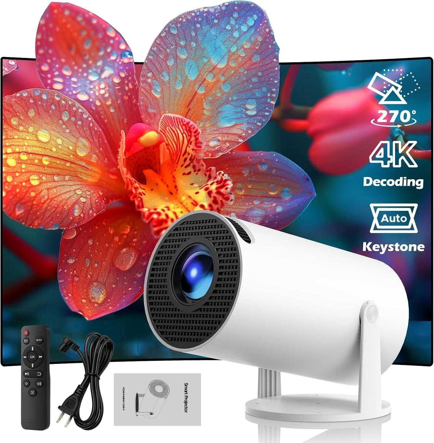 پروژکتور مینی با WiFi و بلوتوث، پروژکتور قابل حمل Full HD با پشتیبانی از 4K و تصحیح زاویه عمودی خودکار، پروژکتور با چرخش 270 درجه و پروژکتور هوشمند اندروید 11.0 پروژکتور مینی با WiFi و بلوتوث، پروژکتور قابل حمل Full HD با پشتیبانی از 4K و تصحیح زاویه عمودی خودکار، پروژکتور با چرخش 270 درجه و پروژکتور هوشمند اندروید 11.0