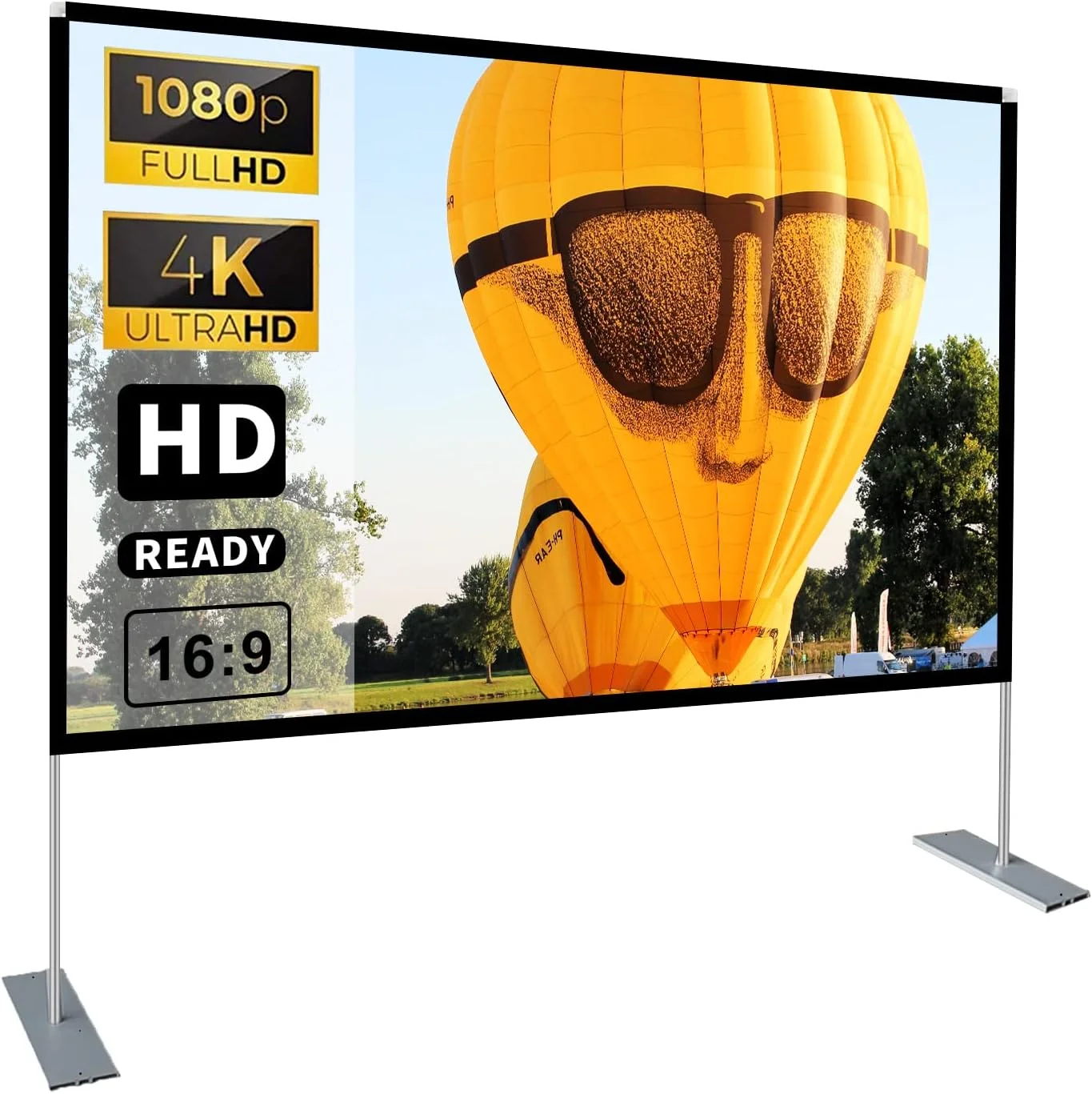 پرده نمایش پروژکتور قابل حمل با پایه 100 اینچ 16:9 HD 4K برای فضای باز و داخل خانه، پرده نمایش تاشو سریع سه بعدی با پایه و کیف حمل، بدون چروک پرده نمایش پروژکتور قابل حمل با پایه 100 اینچ 16:9 HD 4K برای فضای باز و داخل خانه، پرده نمایش تاشو سریع سه بعدی با پایه و کیف حمل، بدون چروک