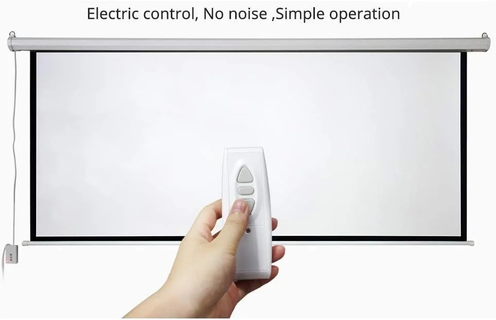 پرده نمایش پروژکتور موتوری Inlight با قطر 120 اینچ، آماده برای UHD-3D-4K، نسبت تصویر 4:3، ابعاد 244x183 سانتی متر، با ریموت کنترل بی سیم (سفید)