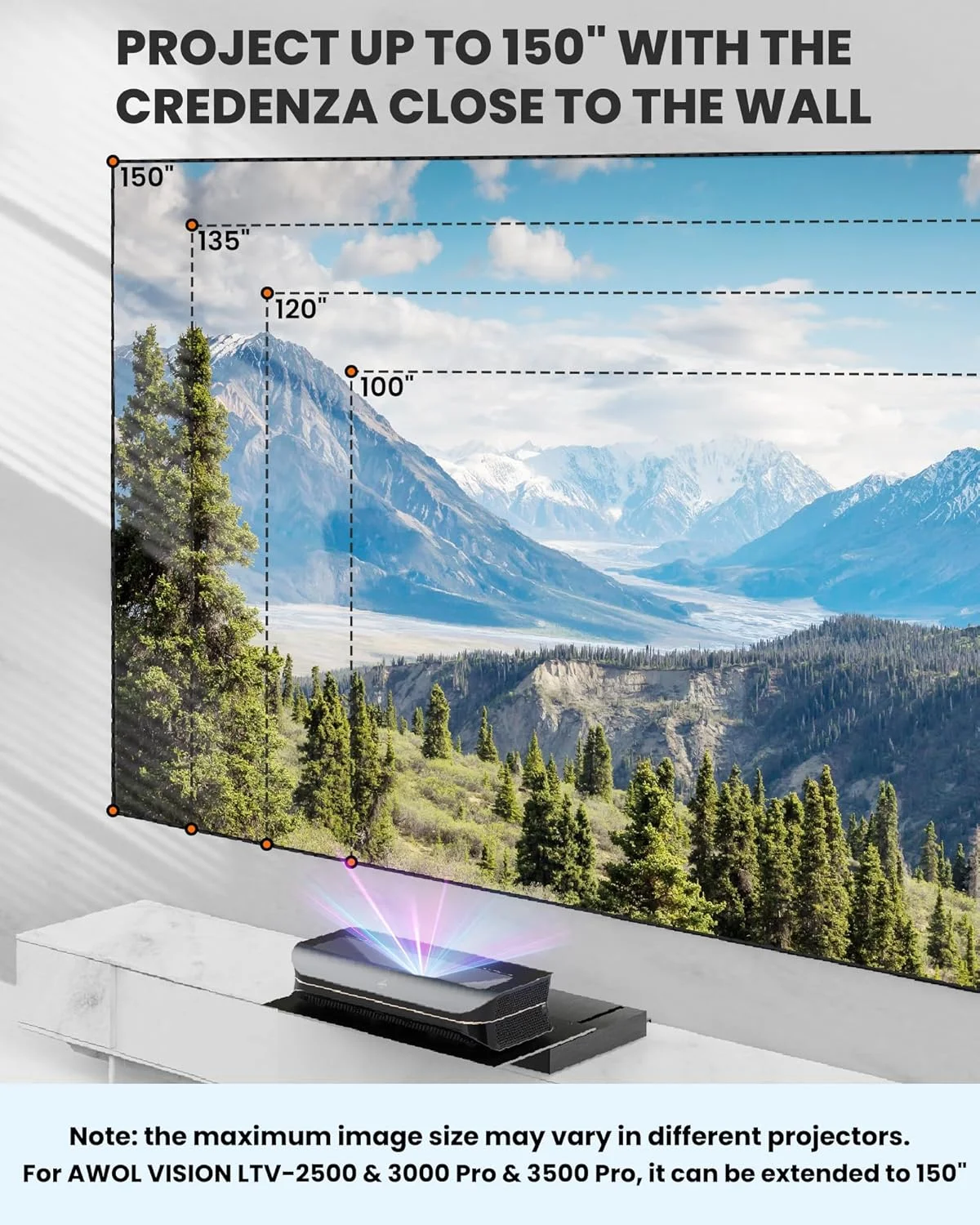 سینی کشویی موتوری AWOL VISION IC-A150 برای پروژکتورهای فوق کوتاه برد (UST)، گسترش تصویر تا 150 اینچ، طراحی تلسکوپی سینی جمع شونده خودکار، همگام سازی هوشمند با برق پروژکتور سینی کشویی موتوری AWOL VISION IC-A150 برای پروژکتورهای فوق کوتاه برد (UST)، گسترش تصویر تا 150 اینچ، طراحی تلسکوپی سینی جمع شونده خودکار، همگام سازی هوشمند با برق پروژکتور