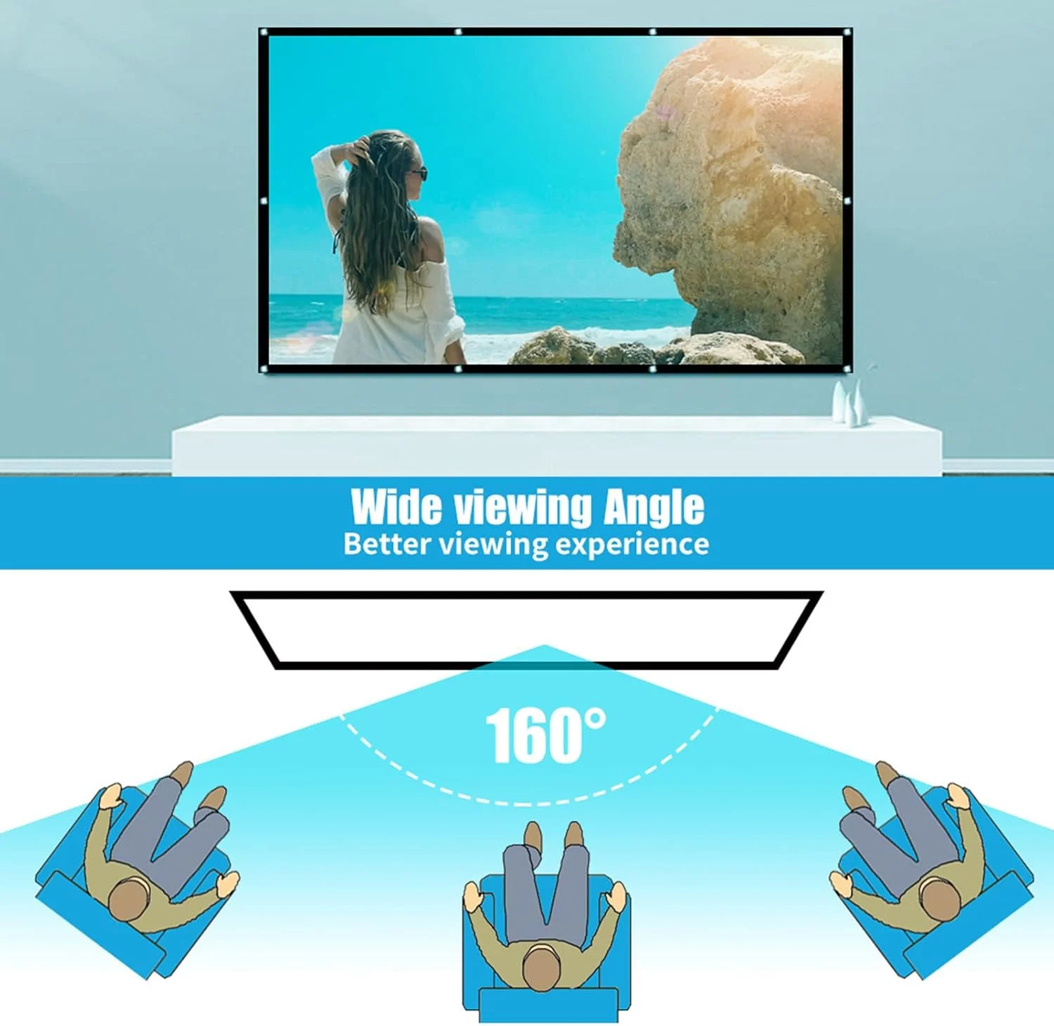 پرده نمایش پروژکتور 120 اینچی 16:9 HD 4K تاشو ضد چروک دو طرفه قابل حمل، پرده نمایش فیلم برای داخل و خارج از منزل، مدرسه، خانه، دفتر، مهمانی پرده نمایش پروژکتور 120 اینچی 16:9 HD 4K تاشو ضد چروک دو طرفه قابل حمل، پرده نمایش فیلم برای داخل و خارج از منزل، مدرسه، خانه، دفتر، مهمانی